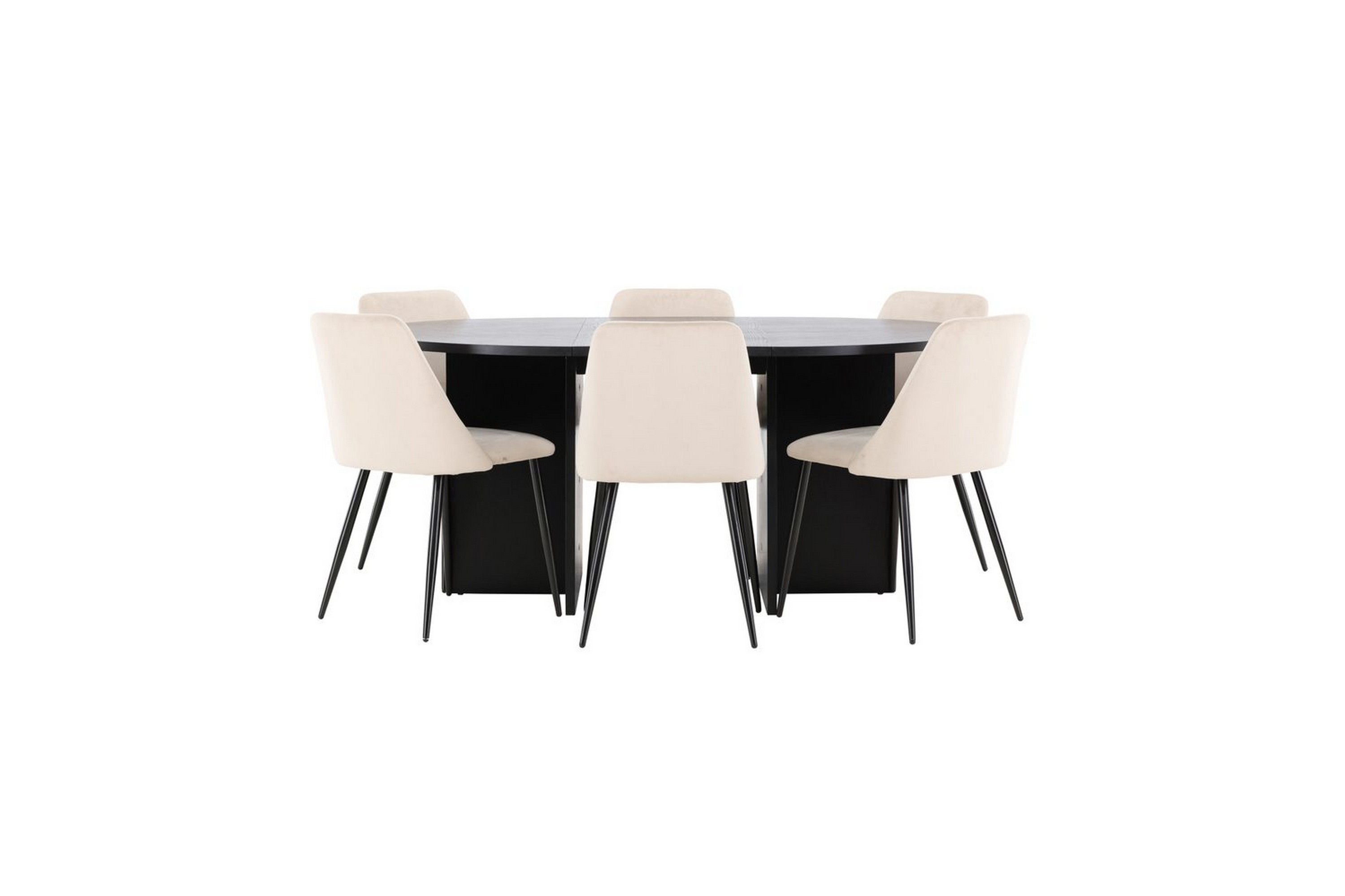 matgrupp strada runt 120/170 cm svart med night stolar 6 st - 6 st