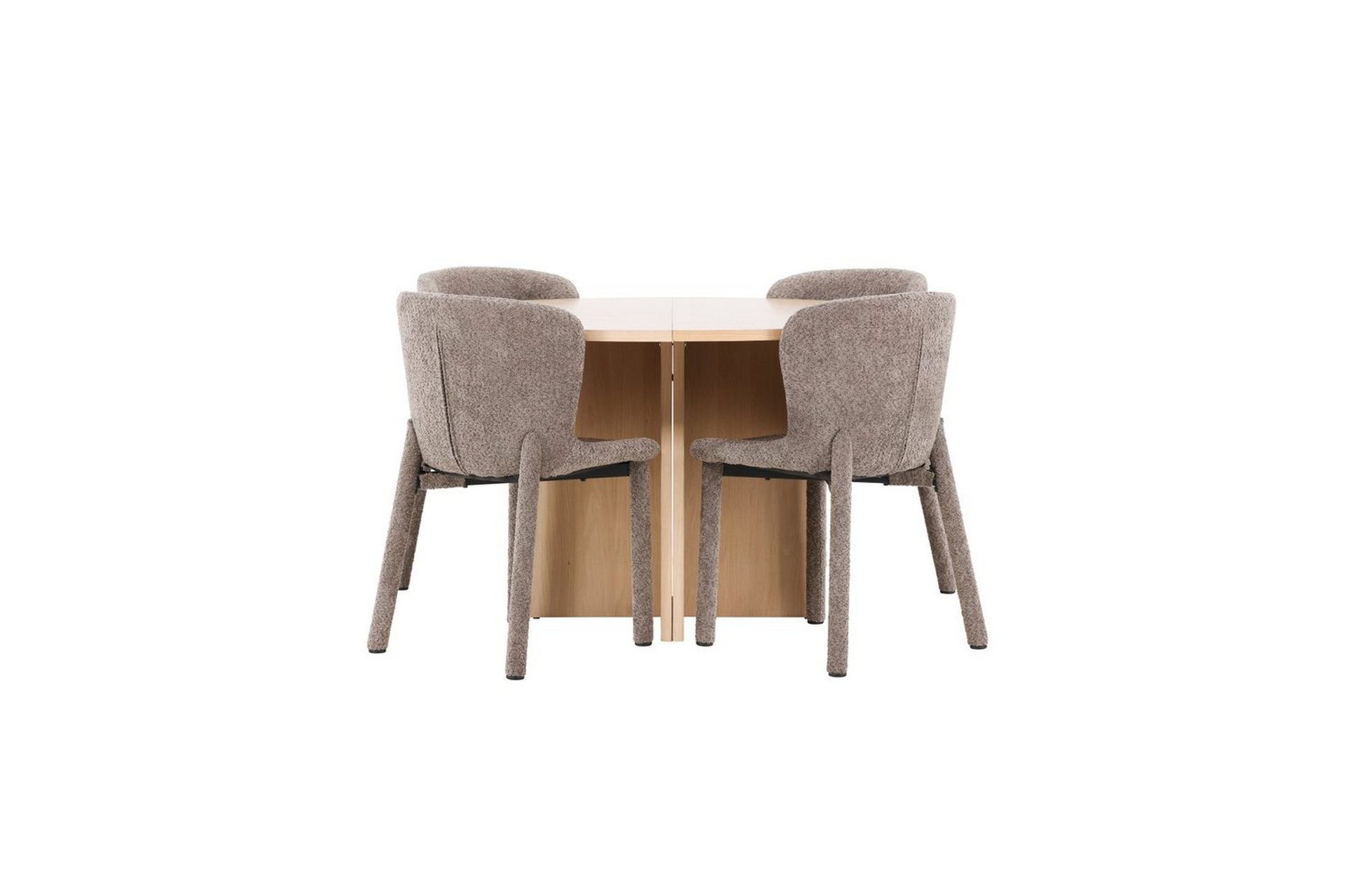 Matgrupp Strada Runt 120/170 cm Vit med Astoria Stolar 4 st, Brun - 4 st, Brun