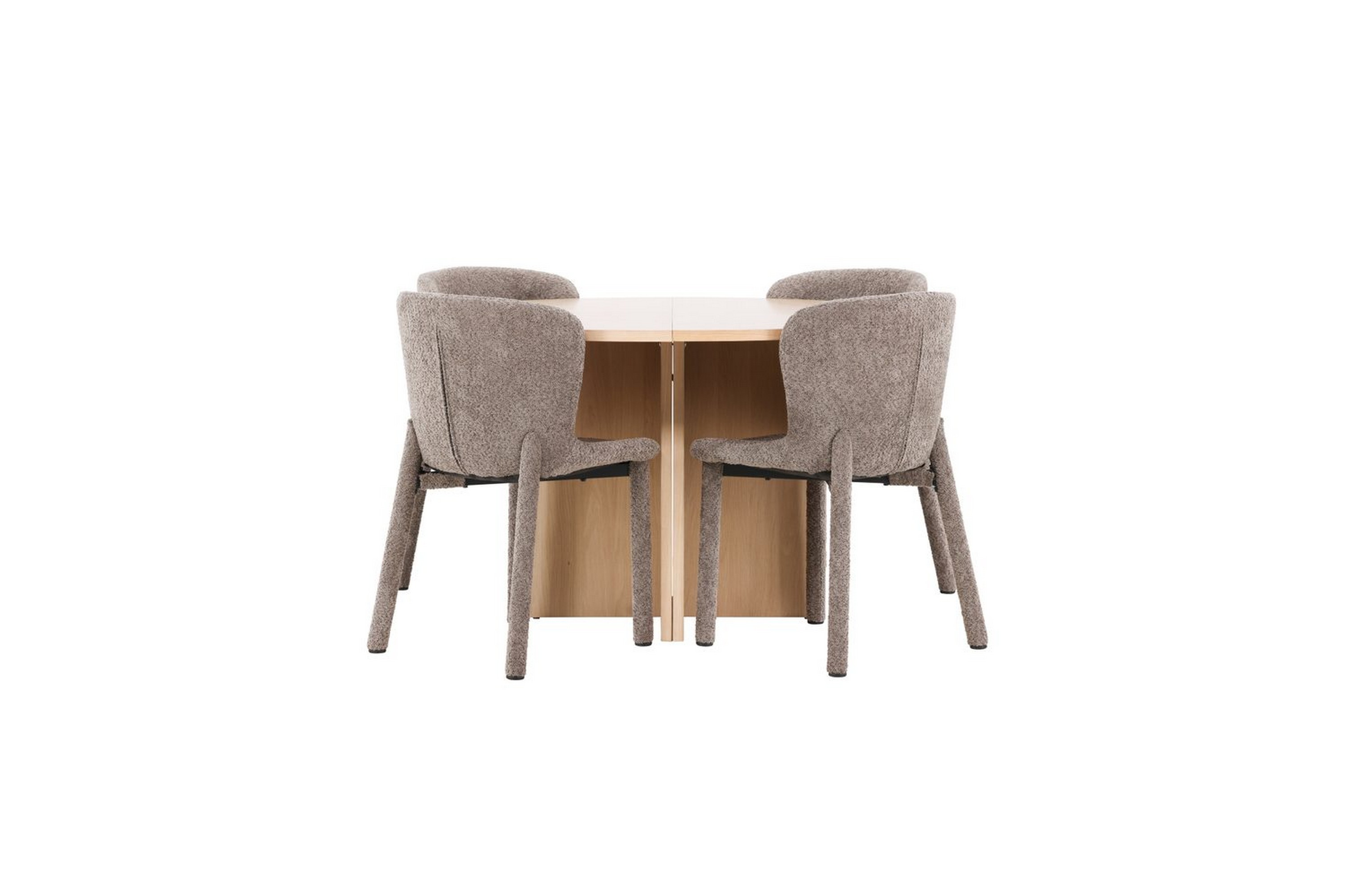 matgrupp strada runt 120/170 cm vit med astoria stolar 4 st, brun - 4 st, brun