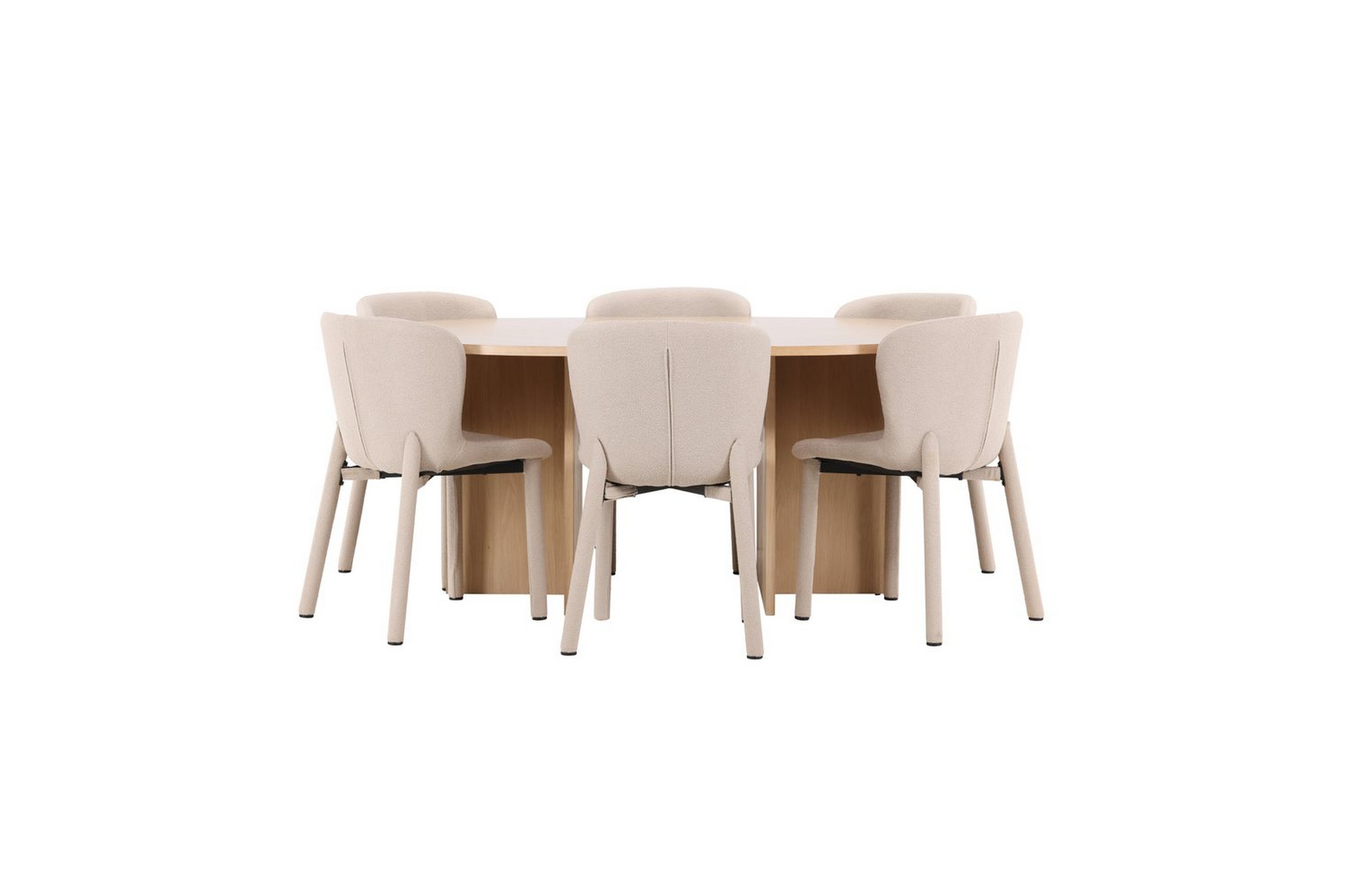 matgrupp strada runt 120/170 cm vit med astoria stolar 6 st, beige - 6 st, beige