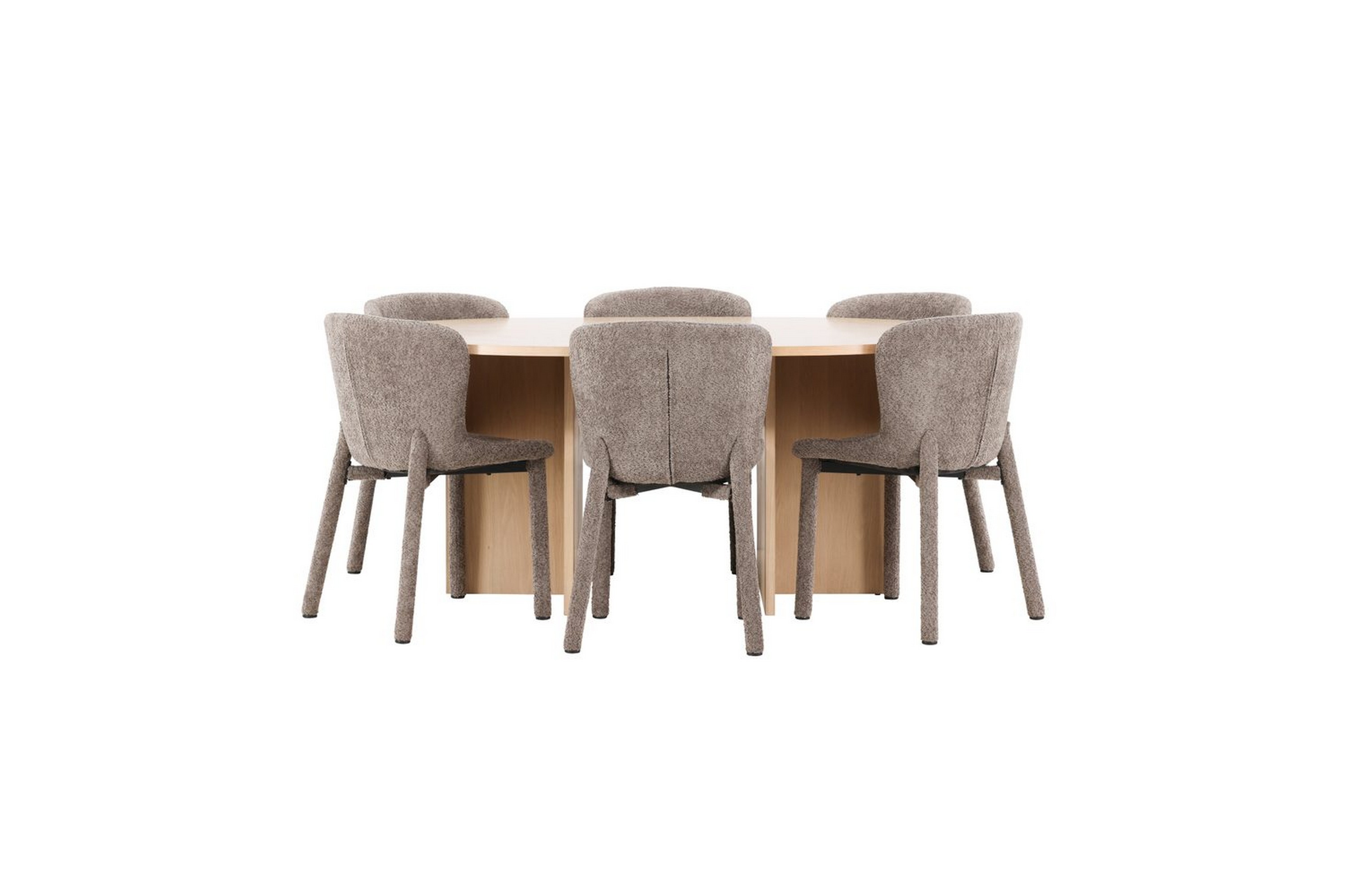 matgrupp strada runt 120/170 cm vit med astoria stolar 6 st, brun - 6 st, brun