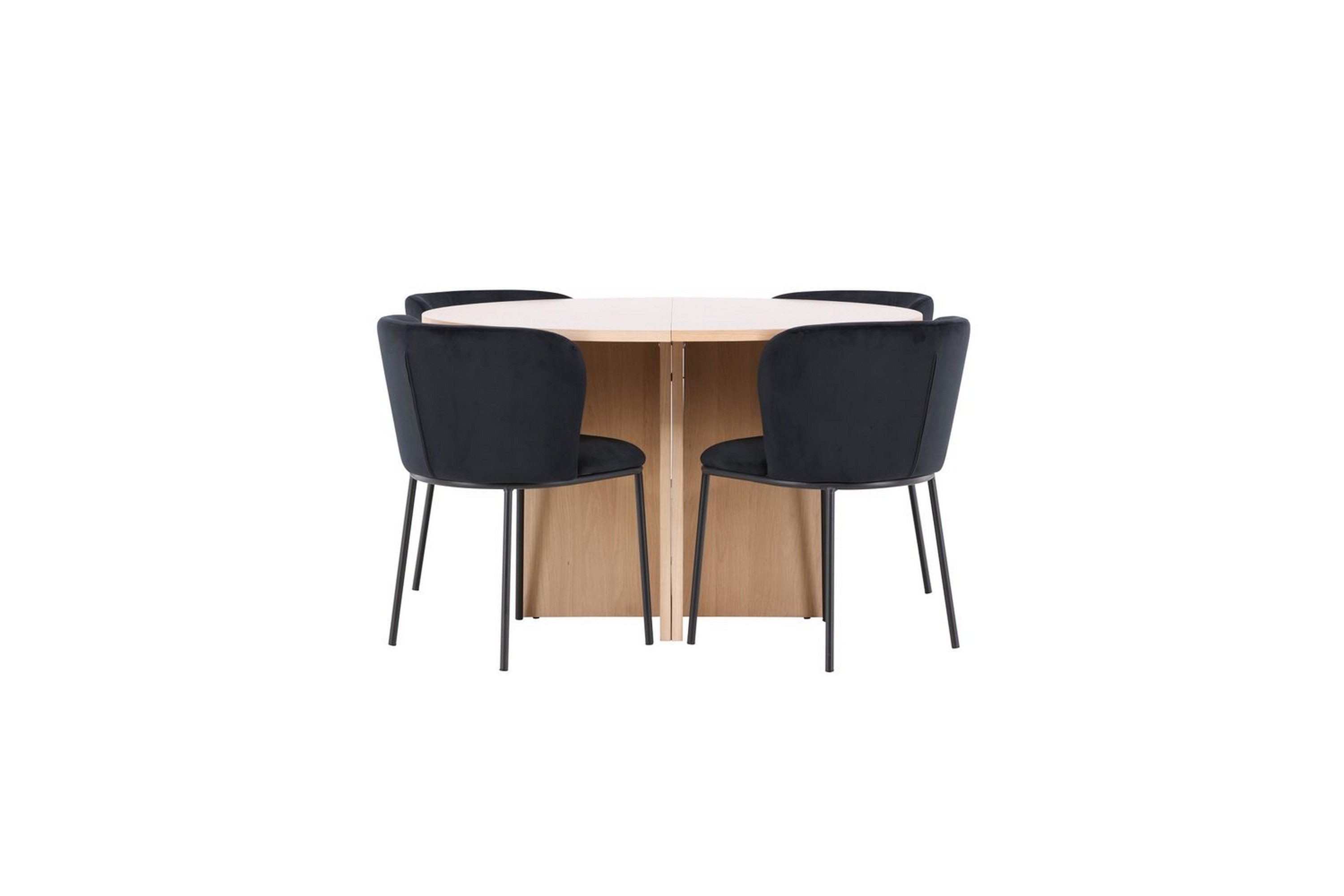 matgrupp strada runt 120/170 cm vit med edina stolar 4 st, svart - 4 st, svart