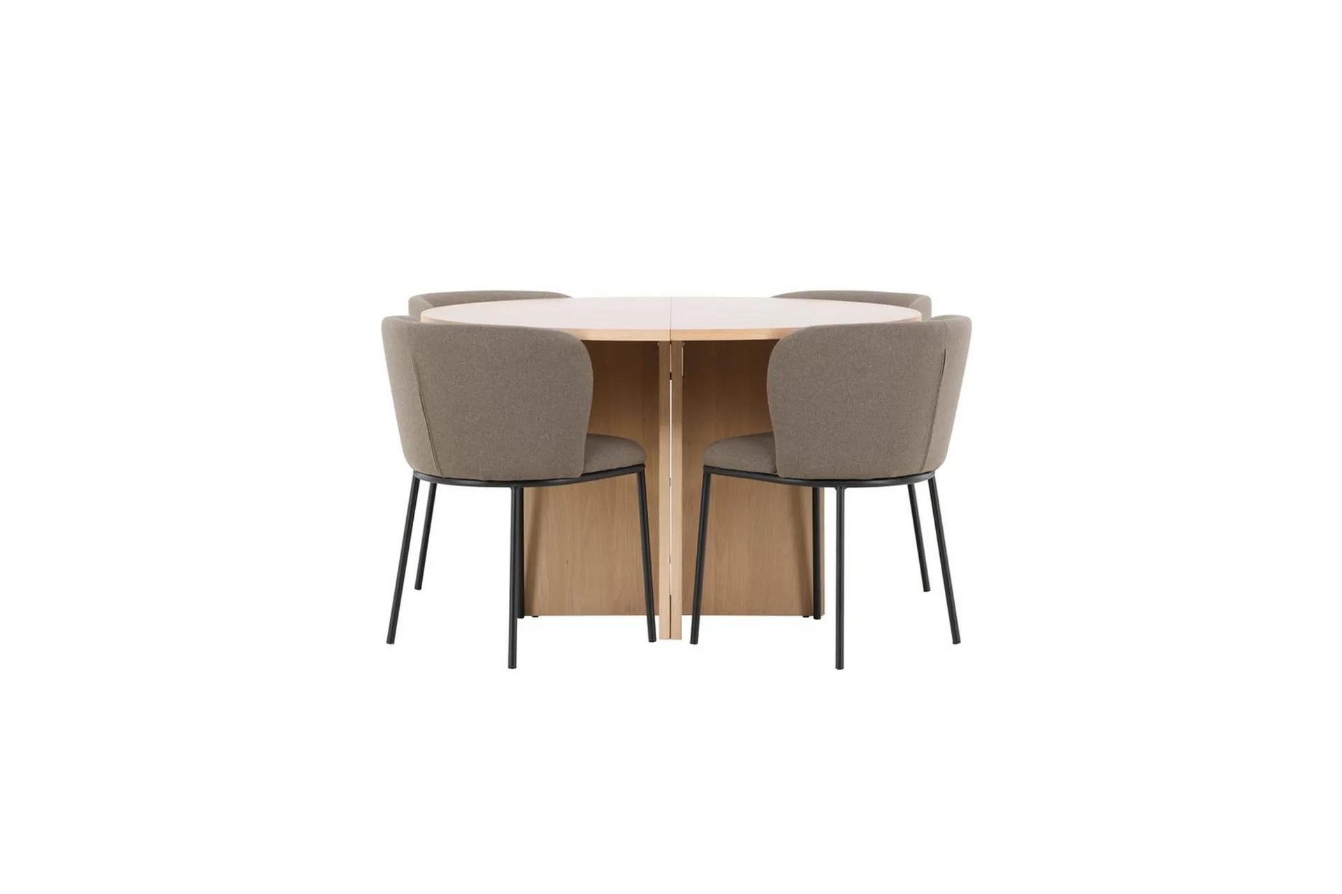 Matgrupp Strada Runt 120/170 cm Vit med Edina Stolar 4 st, Svart / Brun - 4 st, Svart / Brun