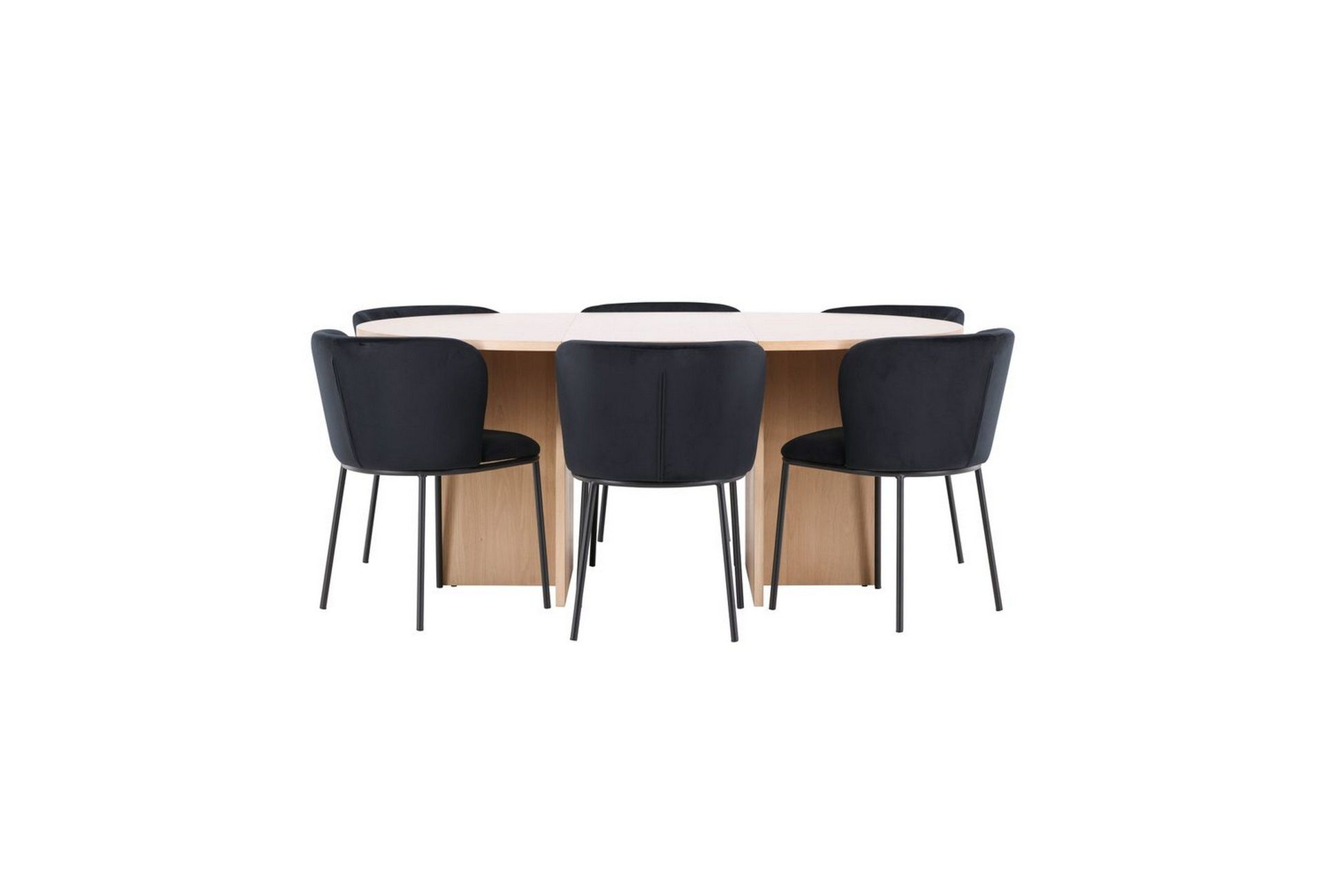 matgrupp strada runt 120/170 cm vit med edina stolar 6 st, svart - 6 st, svart