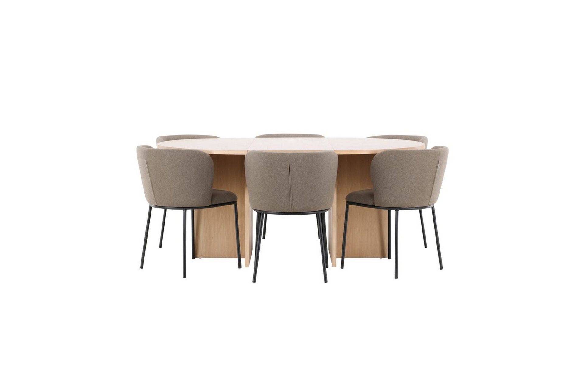 matgrupp strada runt 120/170 cm vit med edina stolar 6 st, svart / brun - 6 st, svart / brun