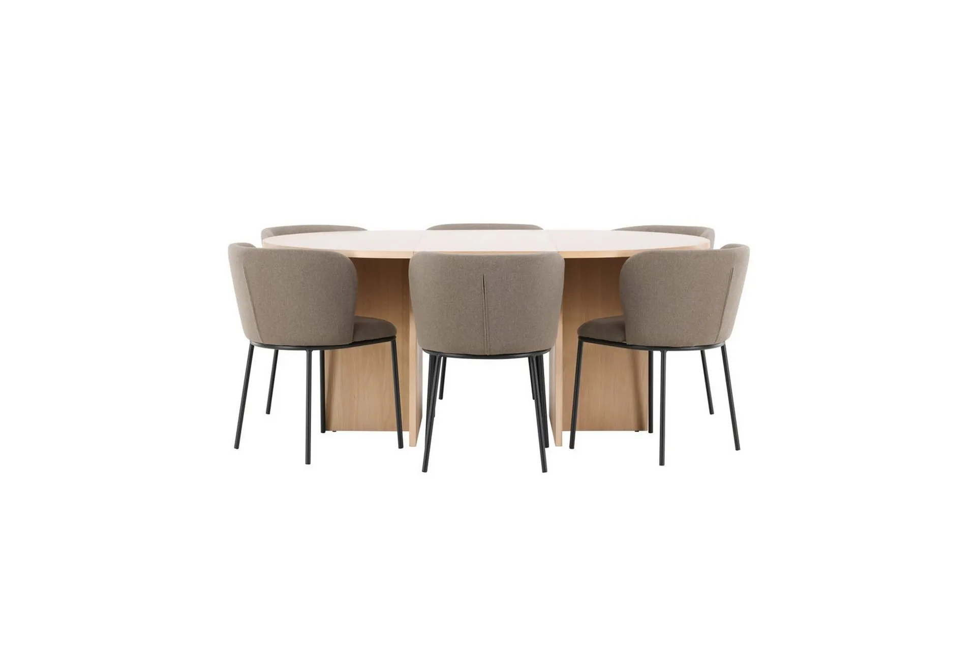 matgrupp strada runt 120/170 cm vit med edina stolar 6 st, svart / brun - 6 st, svart / brun