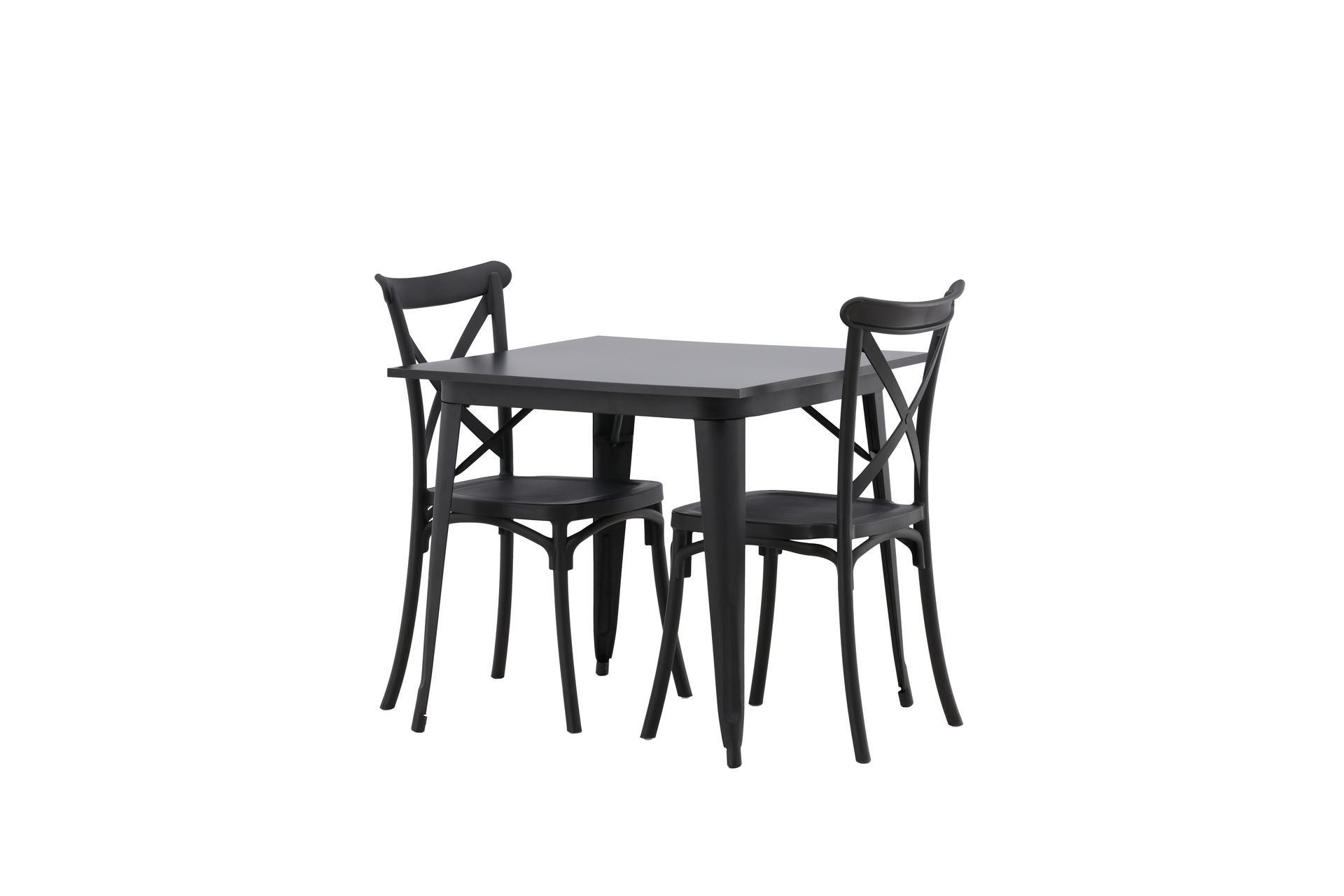 Matgrupp Tudera  80 cm Rektangul&auml;r med 2 Crosetto stolar - Svart
