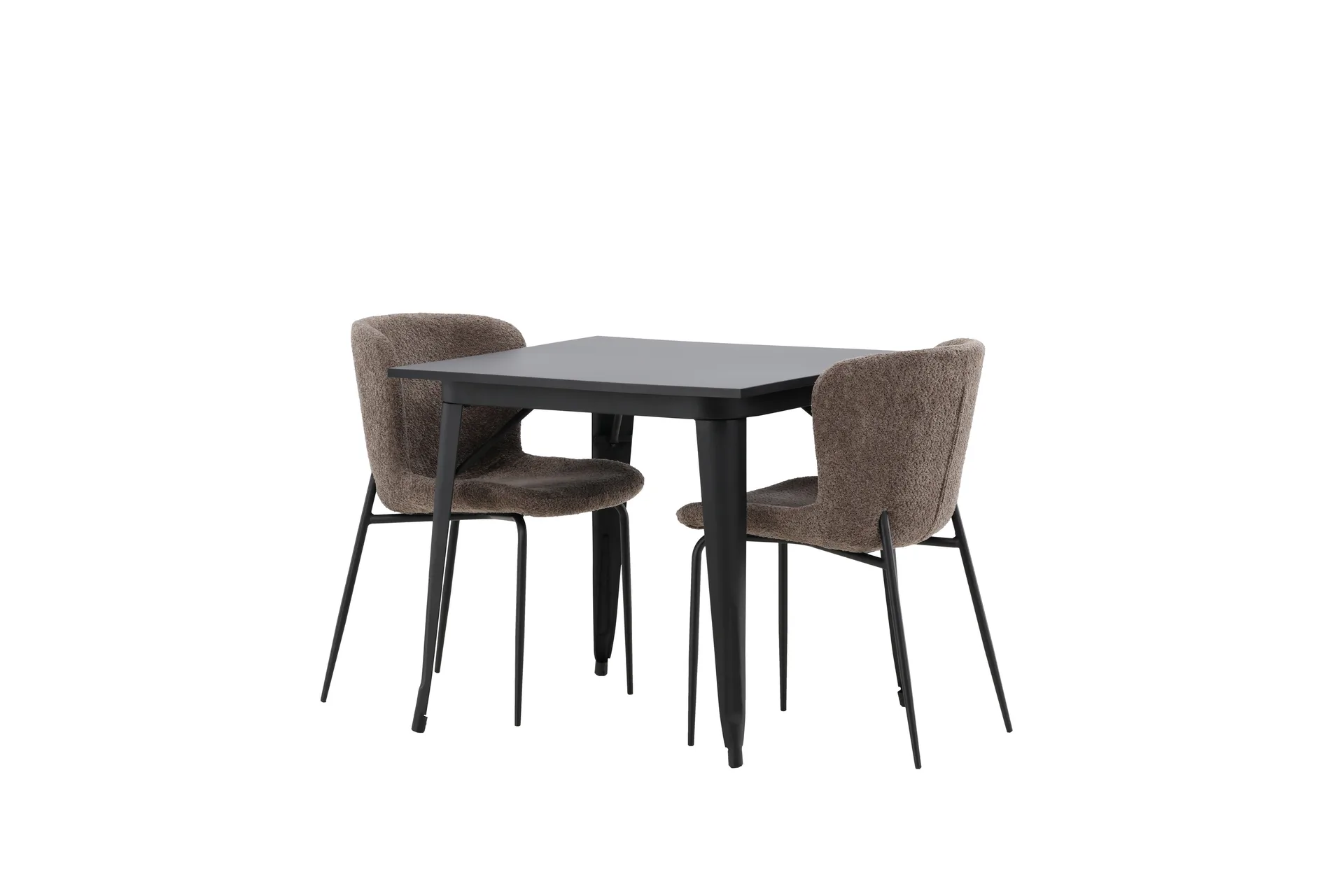 Matgrupp Tudera  80 cm Rektangul&auml;r med 2 Habesh stolar - Svart