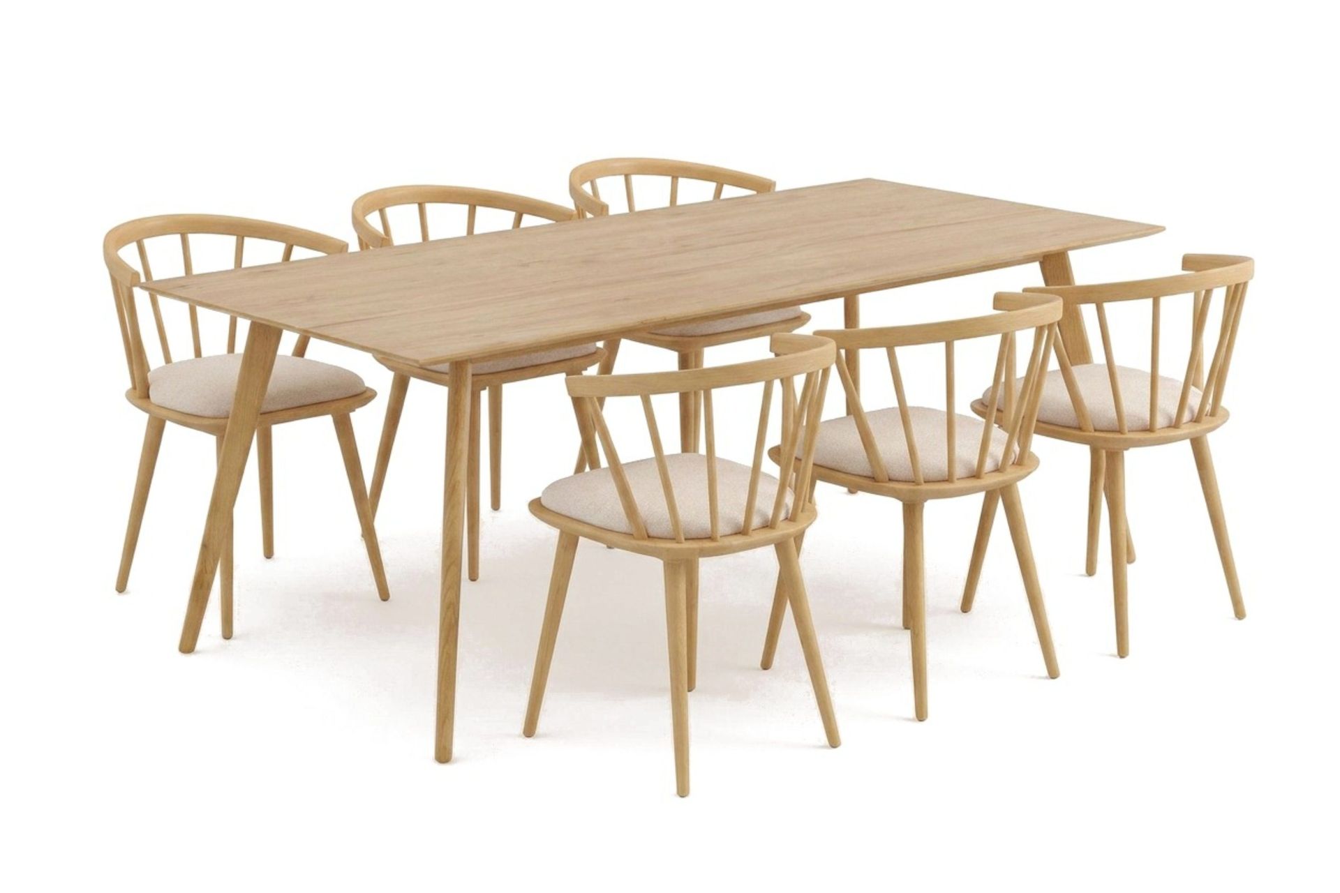 Tyrö Matgrupp 190 cm Ek med 6 st Tyrö Karmstolar med Dyna - Ek