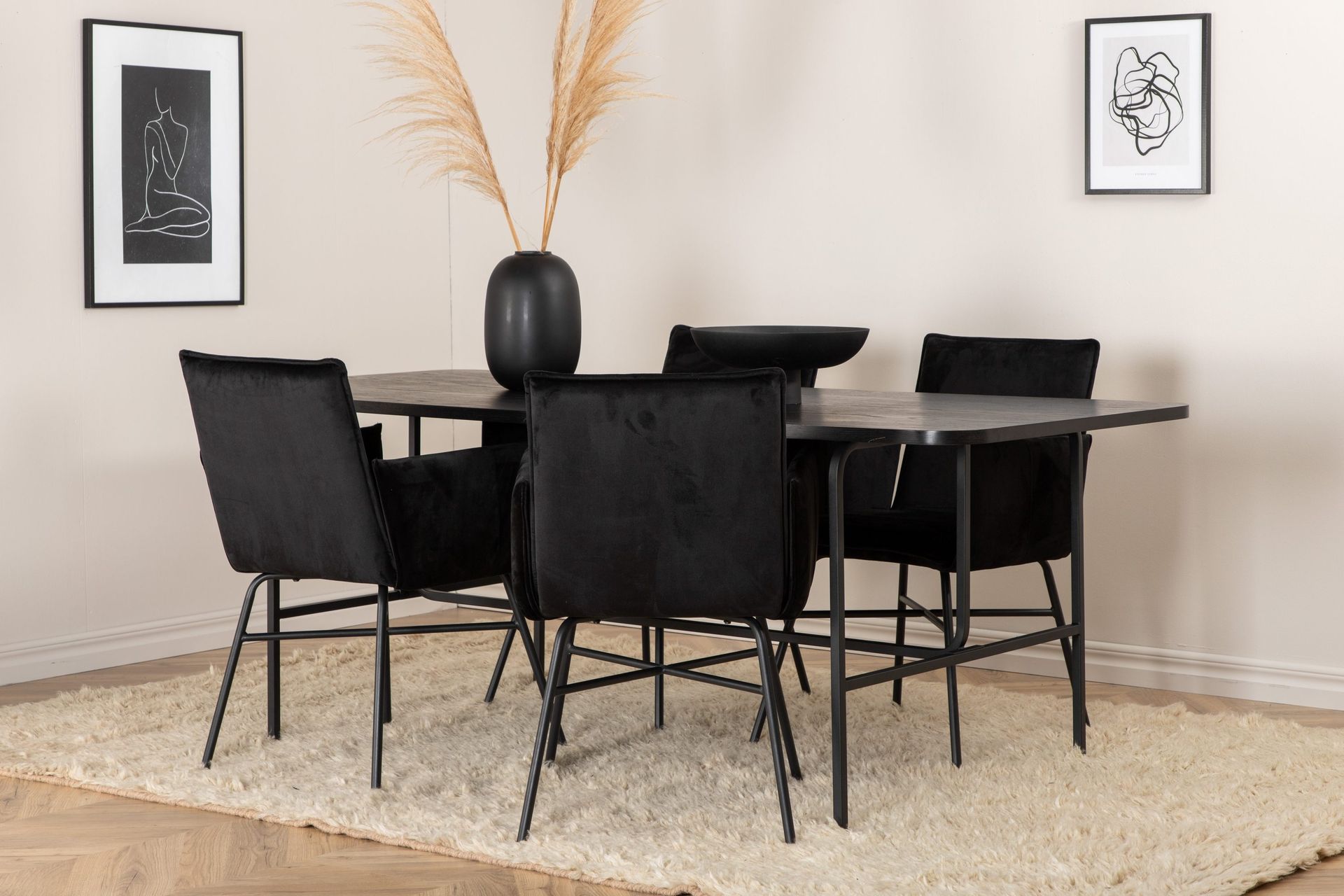 Unos Matgrupp 200 cm inkl 4 Pipi Stolar - Svart