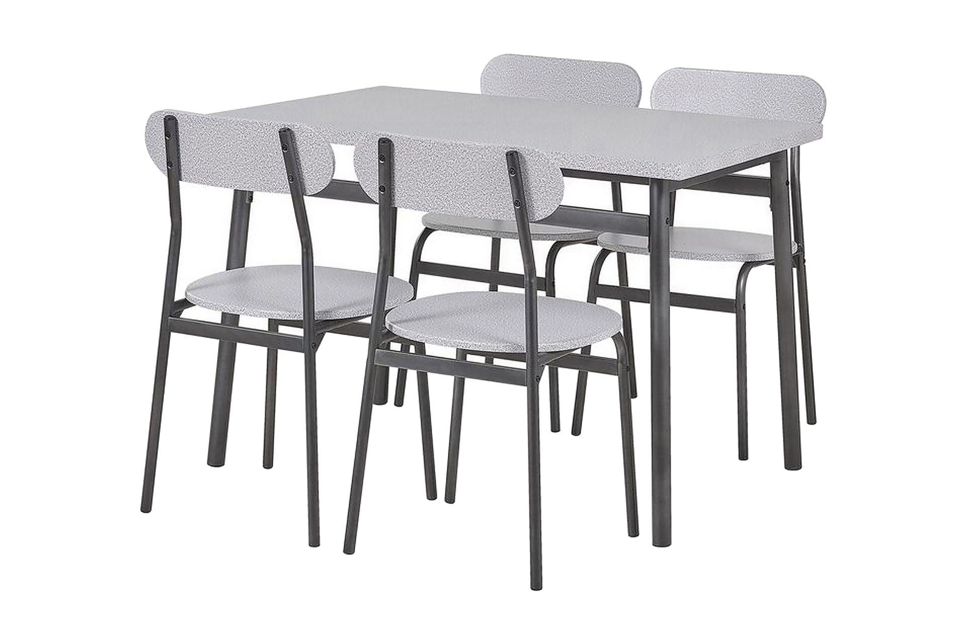 Velden Matgrupp 110 cm Inkl 4 Stolar - Grå/Svart
