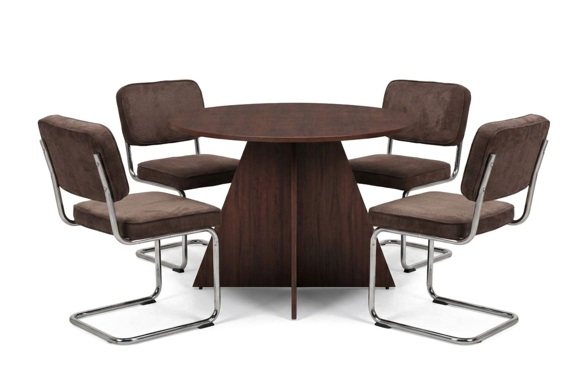 Vera Matgrupp runt 110 cm Valnöt med 4 Milva Matstolar - Valnöt