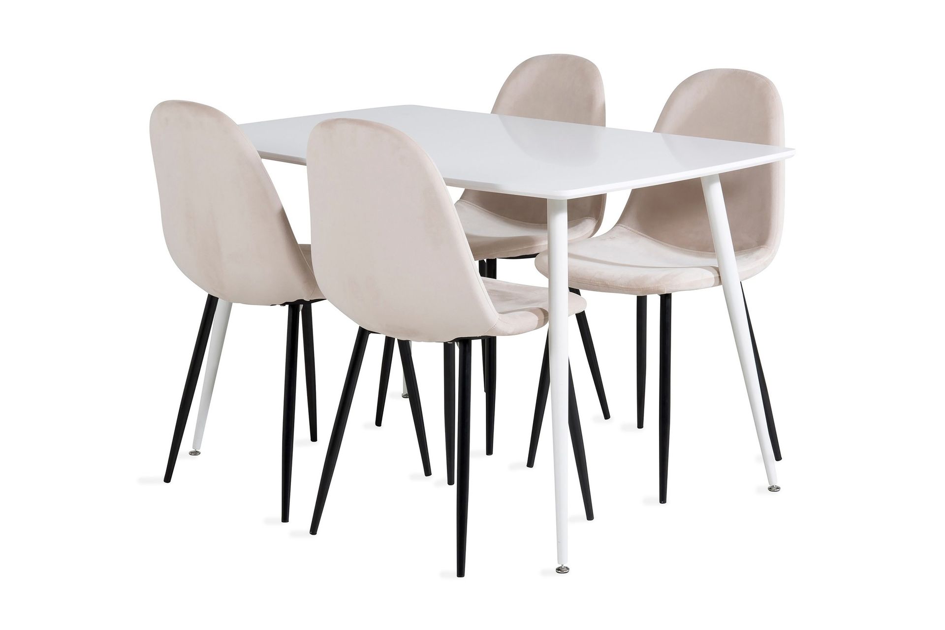Ypas Matgrupp 120 cm inkl 4 Pontus Stolar - Vit/Svart/Beige