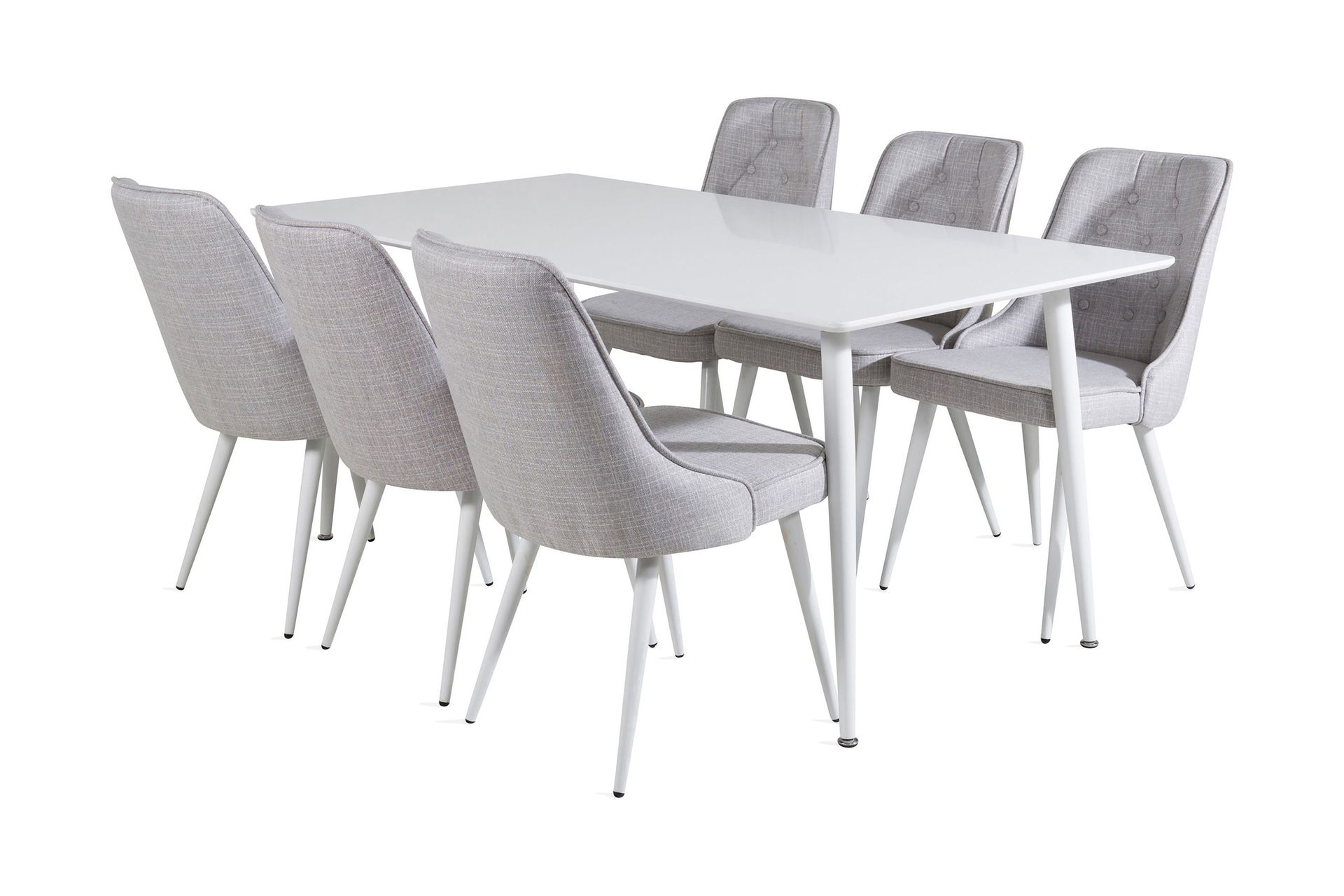 Ypas Matgrupp 180 cm inkl 6 Valera Stolar - Vit/Gr&aring;