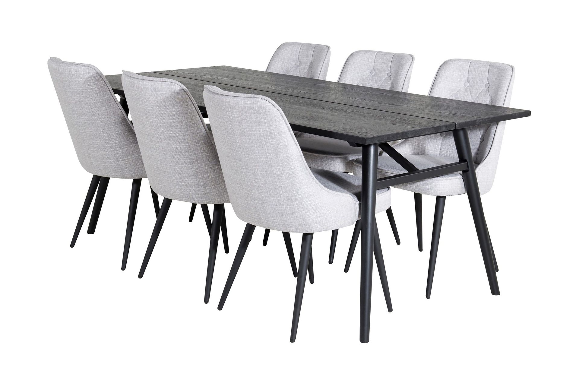 zenazmi förlängningsbar matgrupp 195 cm inkl 6 valera stolar - svart/grå