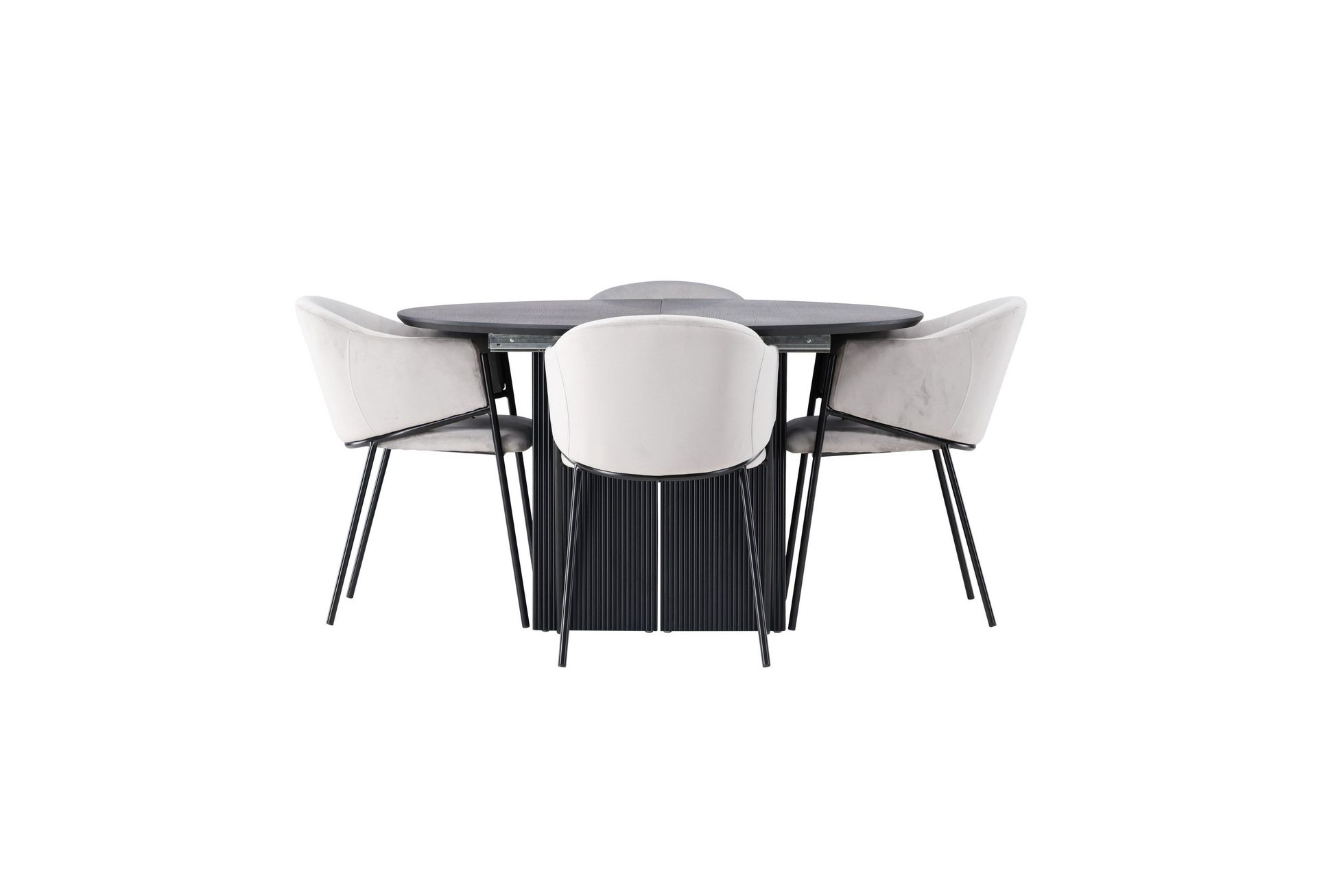 Matilda Matgrupp 130 cm Rund med 4 Evelina Stolar - Svart