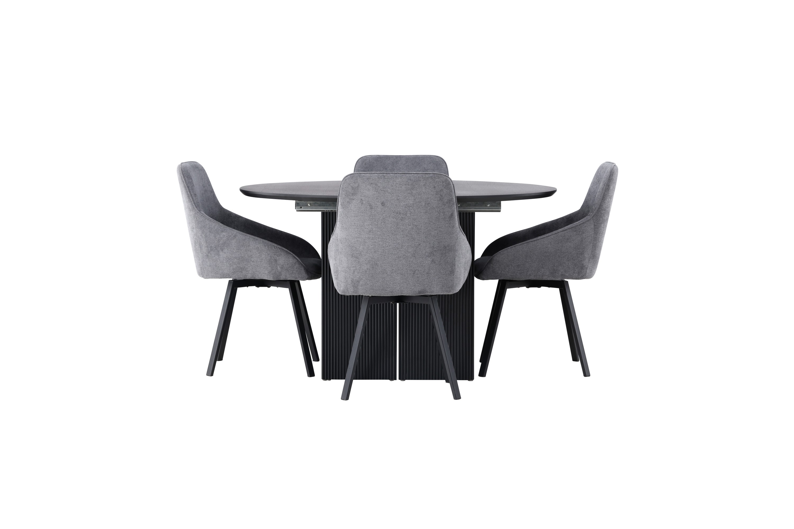 matilda matgrupp 130 cm rund med 4 rosie stolar - svart