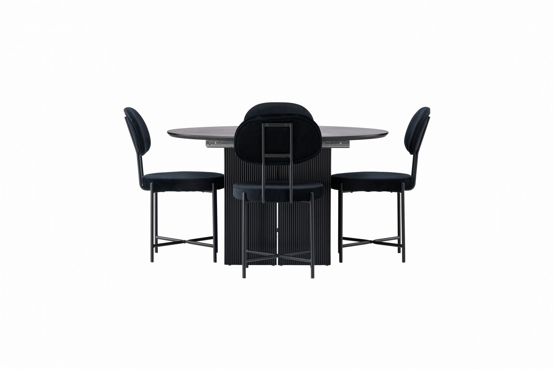matilda matgrupp 130 cm rund med 4 stella stolar - svart