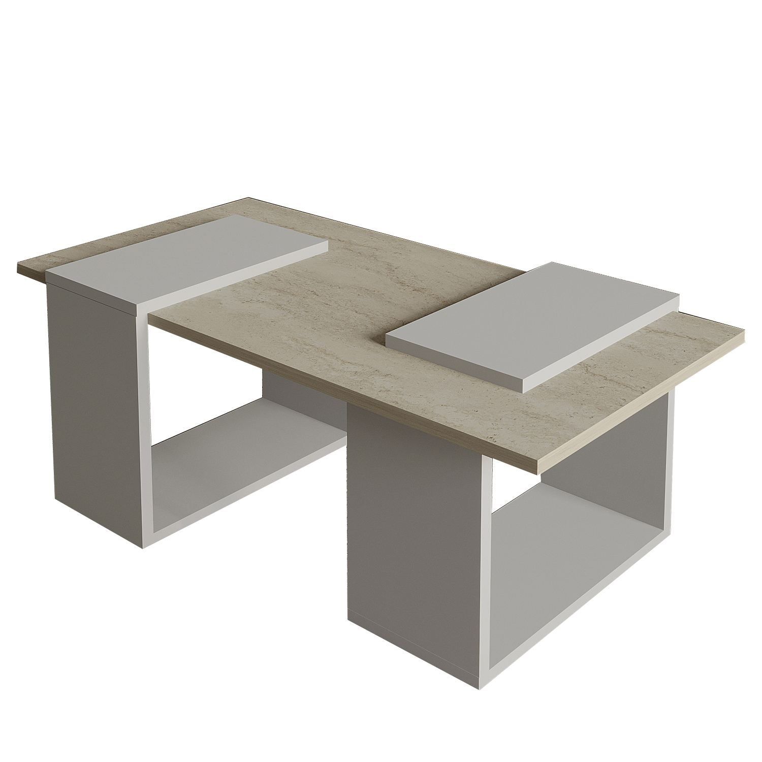 Matris Soffbord 90x37x46,6 cm - Grey och Travertine