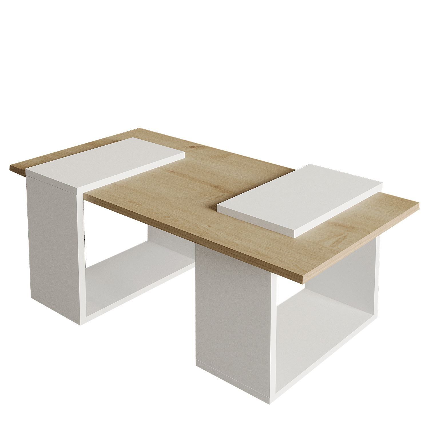 Matris Soffbord 90x37x46,6 cm - Vit och Sapphire Oak