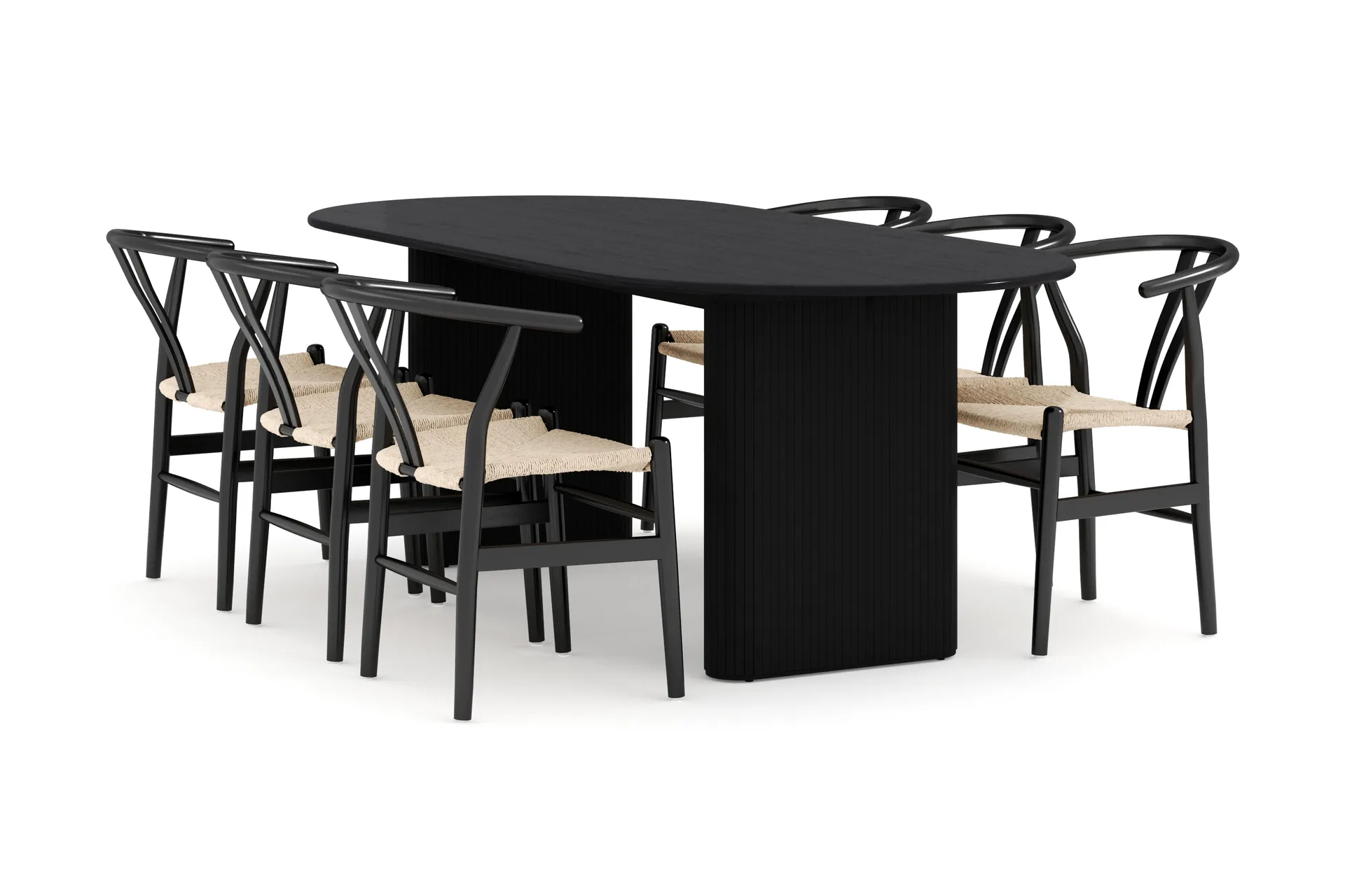 noira matgrupp 220 cm ek med 6 dastoori matstol - svart