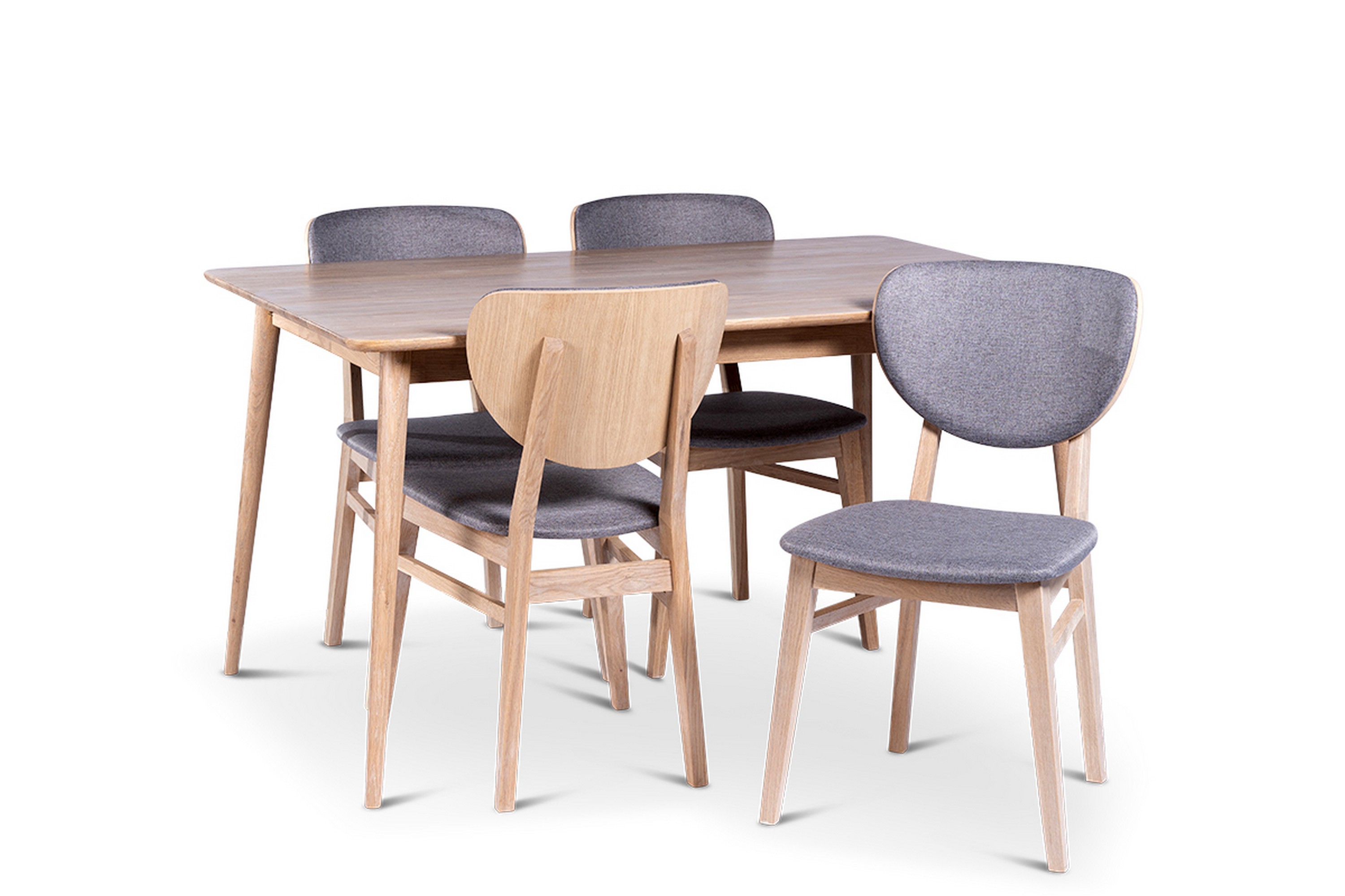 odense matgrupp 140 cm med 4 borgholm stolar i massivt trä - natur