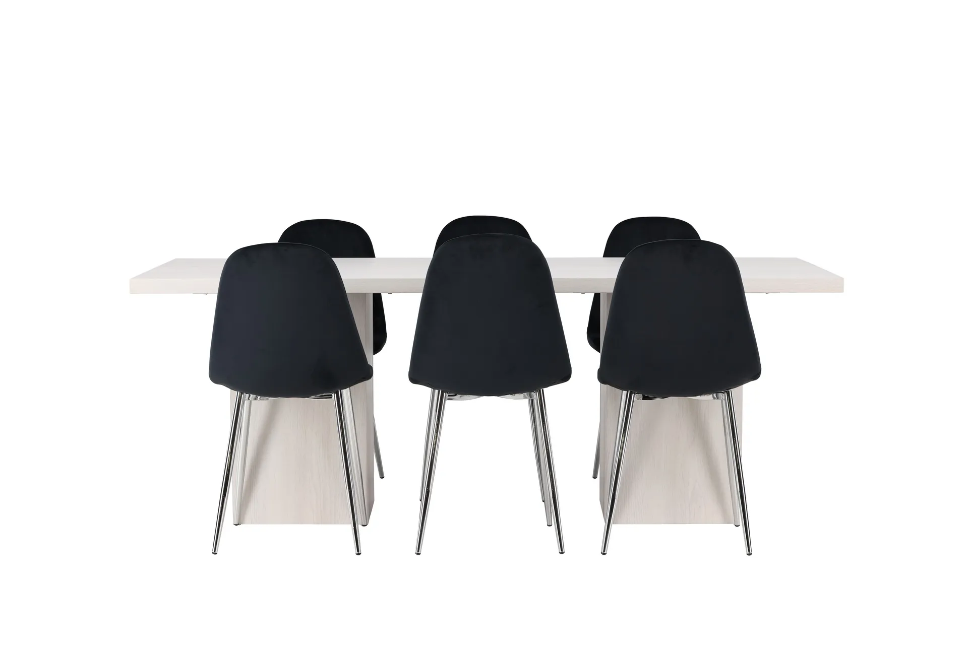 olga matgrupp 200 cm rektangulär med 6 polar stolar - svart