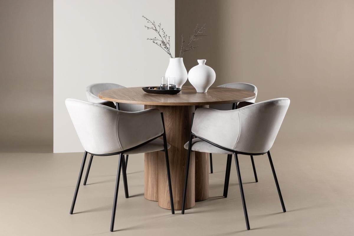 Olivia Matbord 110 cm med 4 Evelina Karmstol -