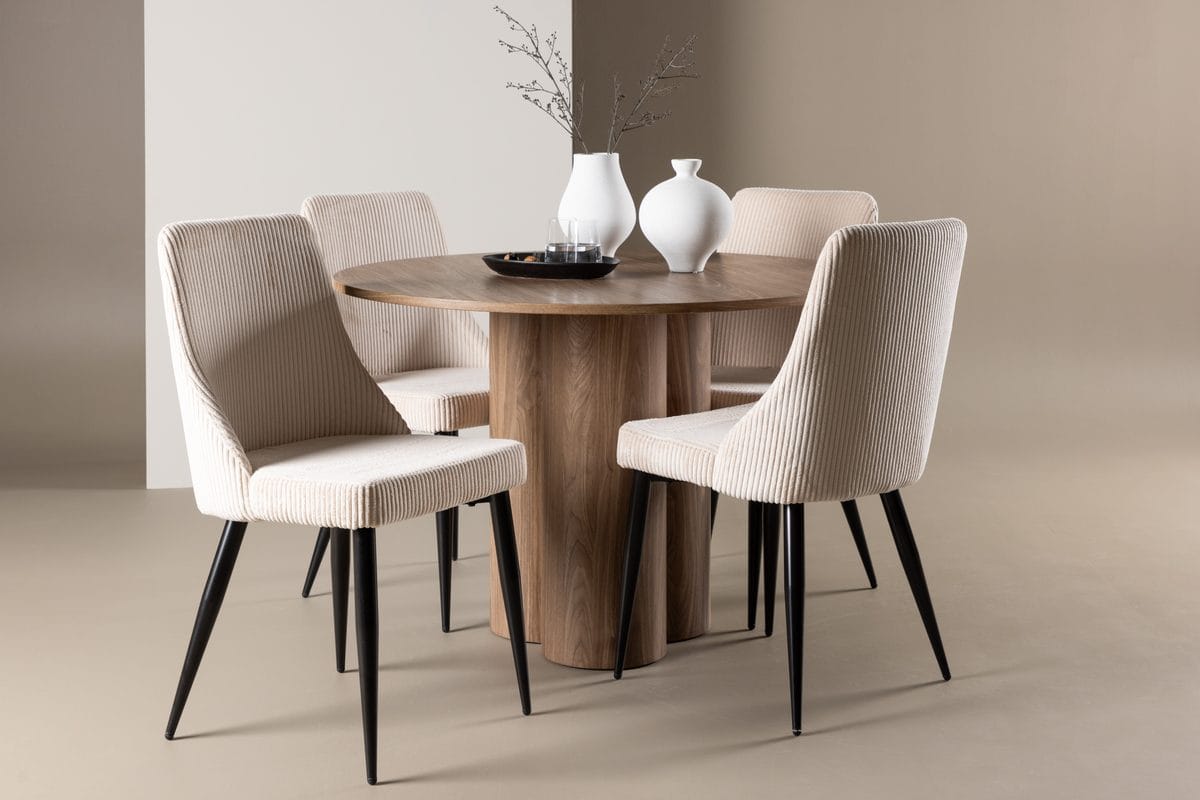 Olivia Matbord 110 cm med 4 Leone Matstol -