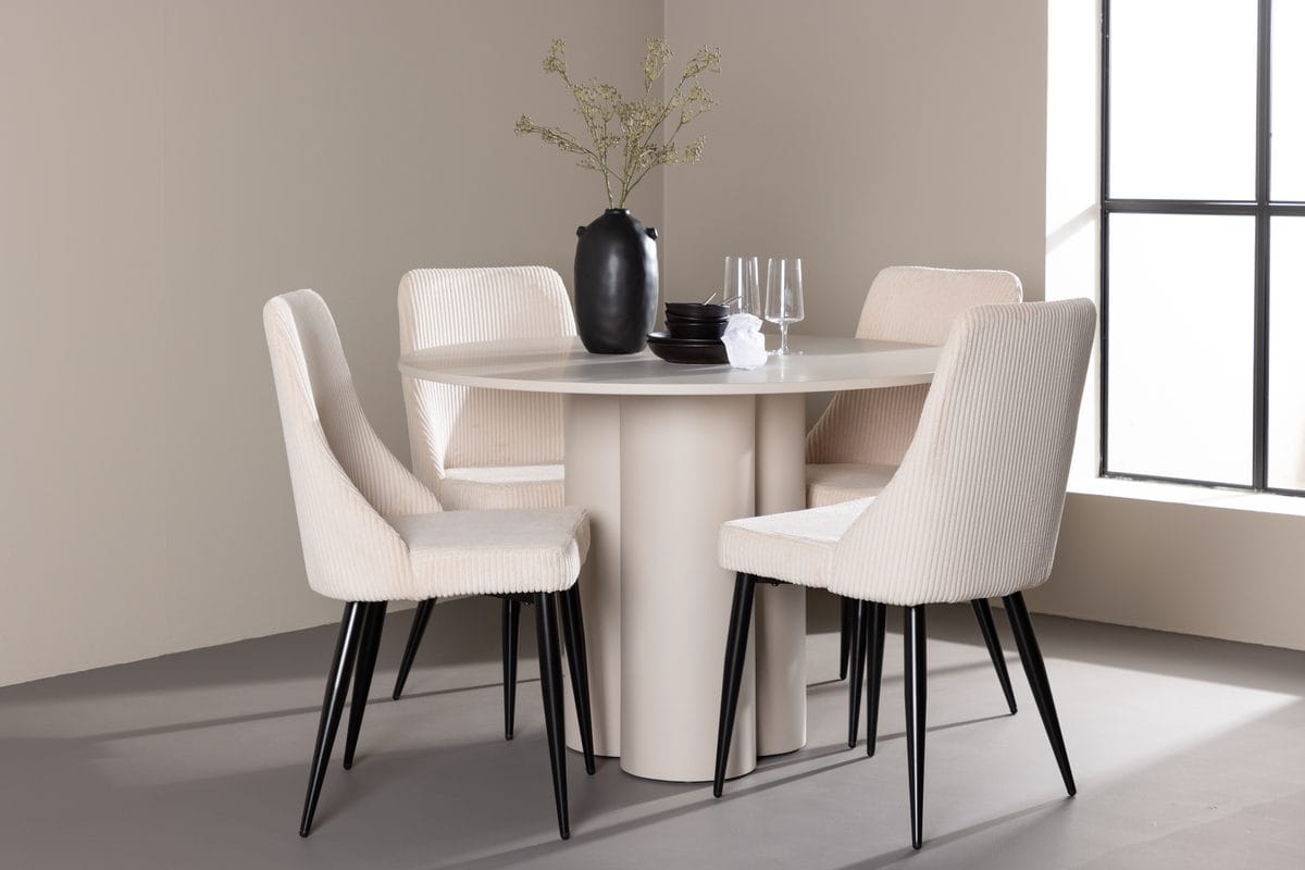 Olivia Matbord 110 cm med 4 Leone Matstol -