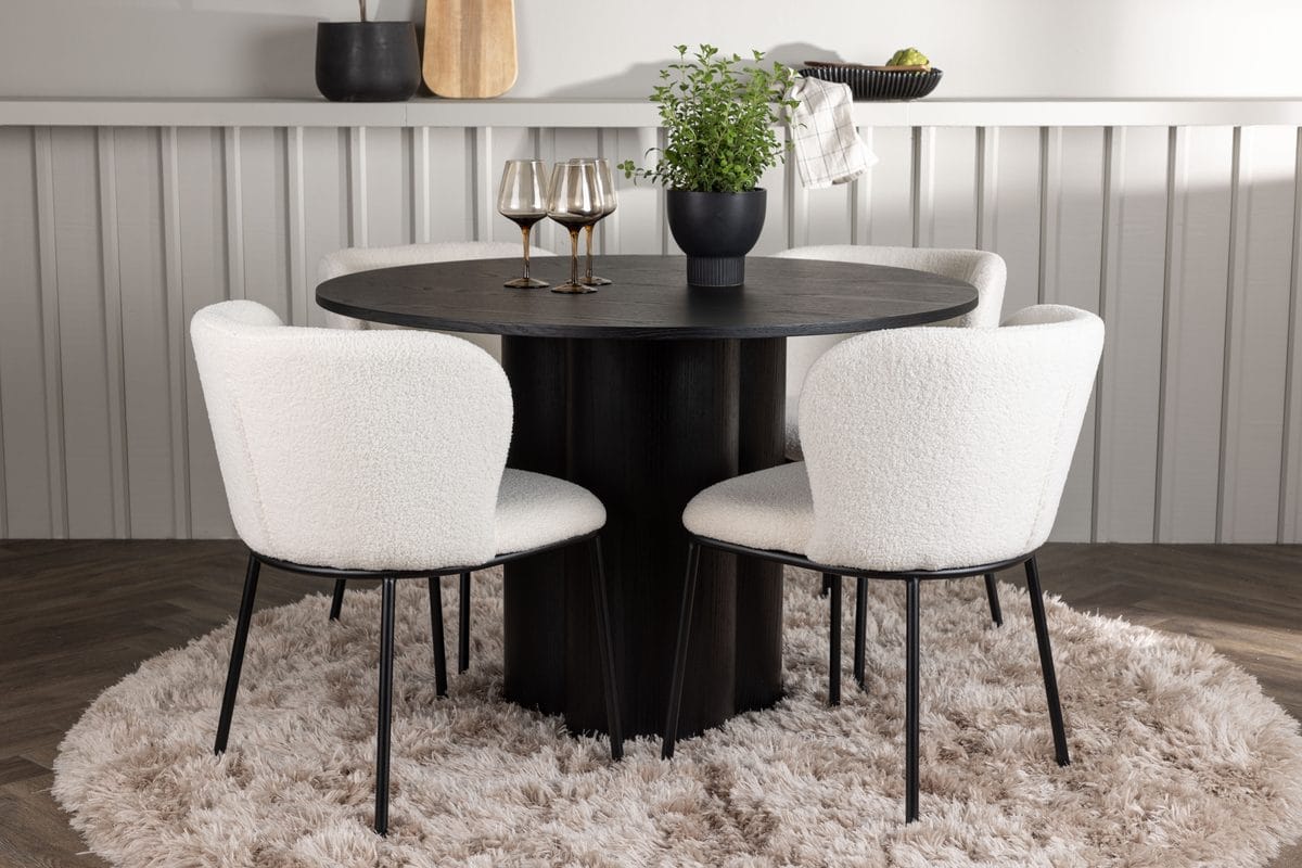 Olivia Matbord 110 cm Runt med 4 Edina Matstol -