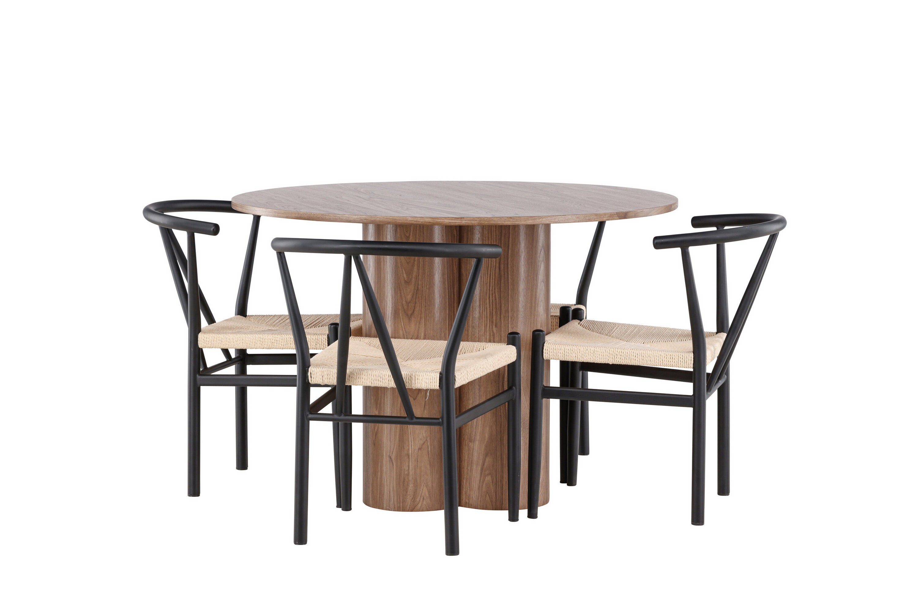 Olivia Matgrupp 110 cm Rund med 4 Alfons stolar Mocca/Svart