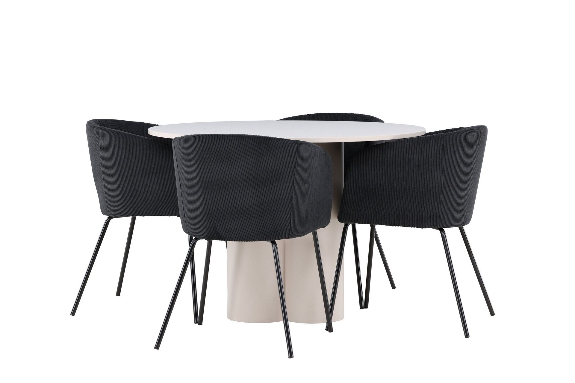 Olivia Matgrupp 110 cm Rund med 4 Berit stolar - Beige/Svart