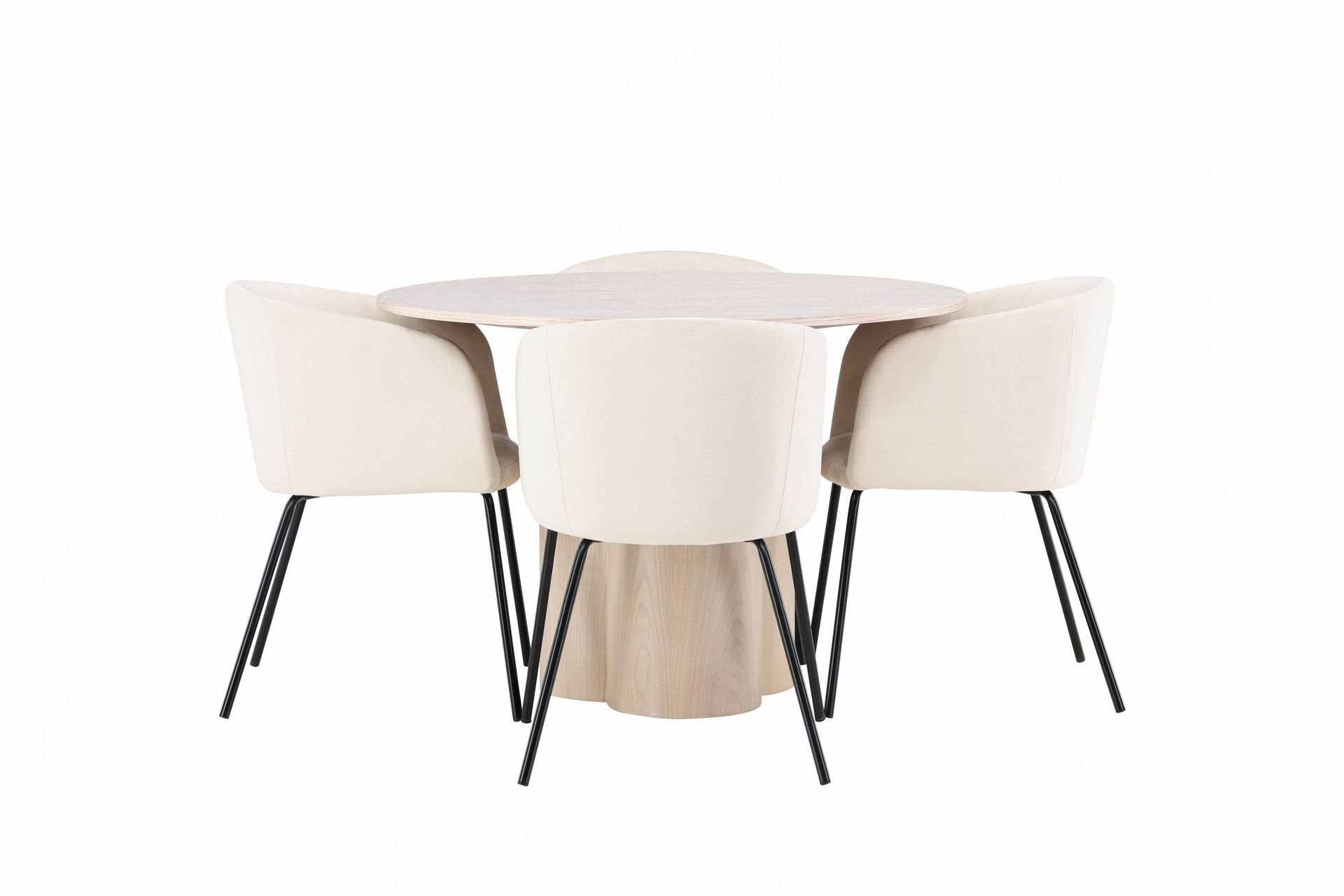 Olivia Matgrupp 110 cm Rund med 4 Berit stolar - Whitewash