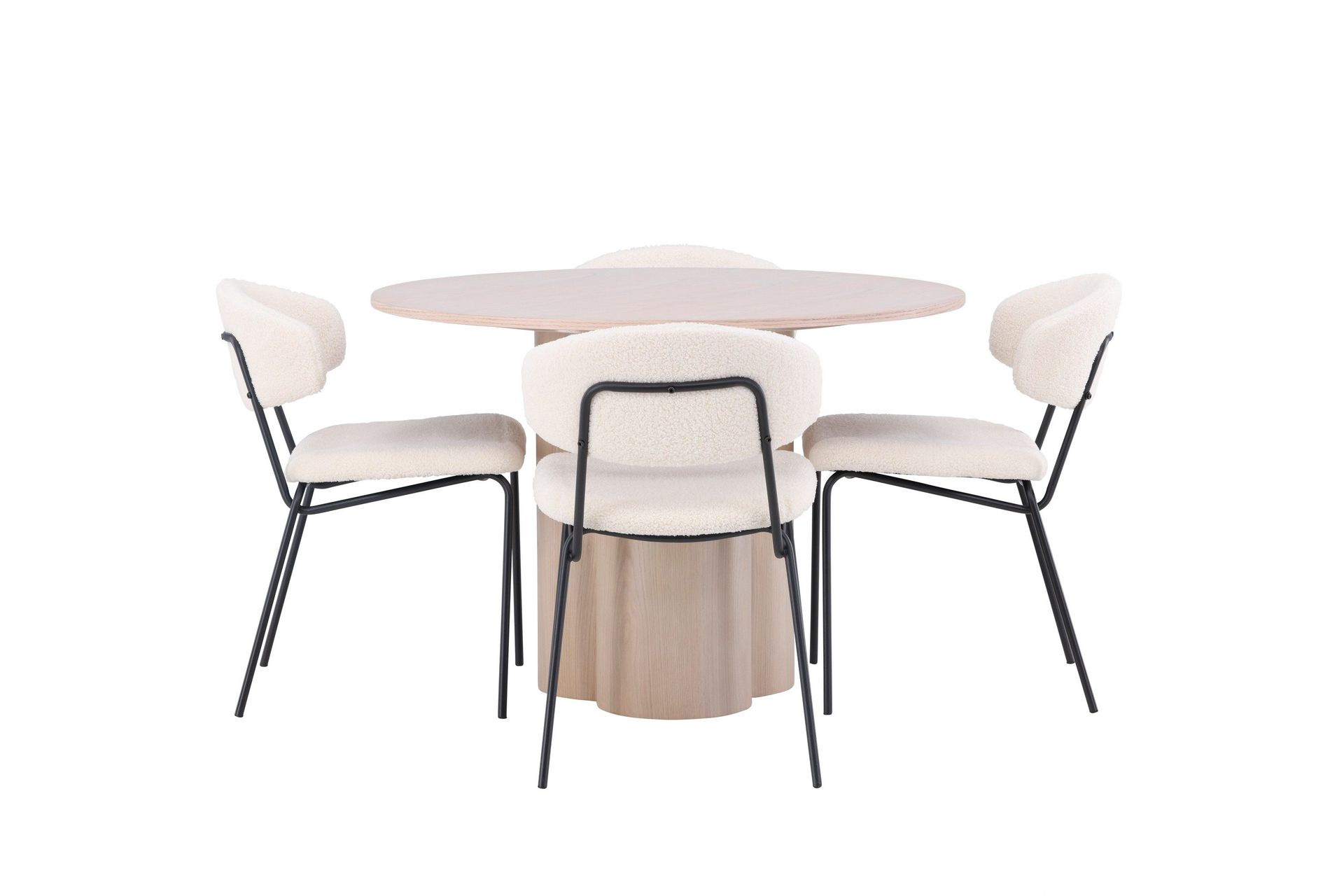 Olivia Matgrupp 110 cm Rund med 4 Chico Stolar - Whitewash