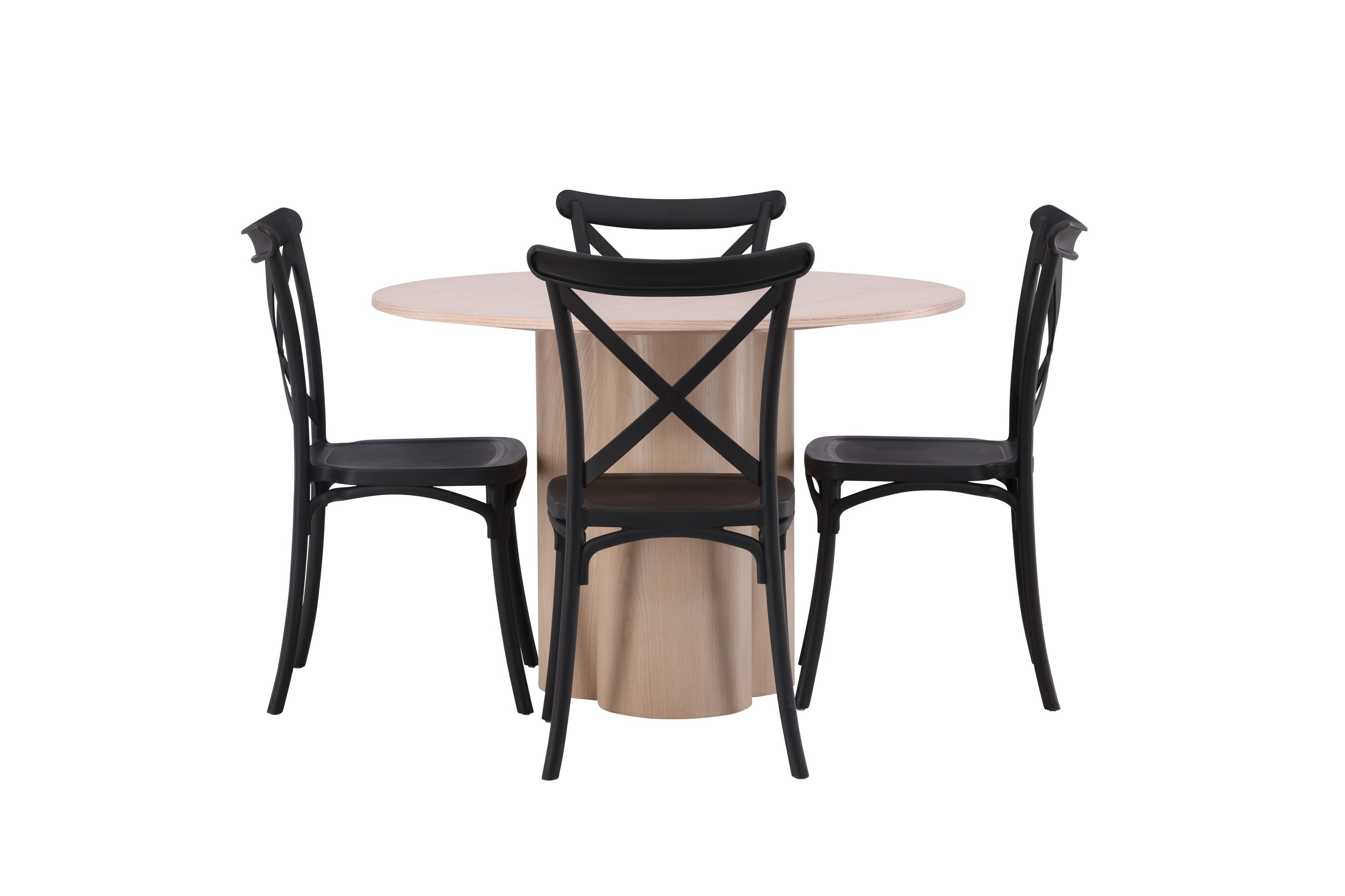 Olivia Matgrupp 110 cm Rund med 4 Crosett stolar Whitewash