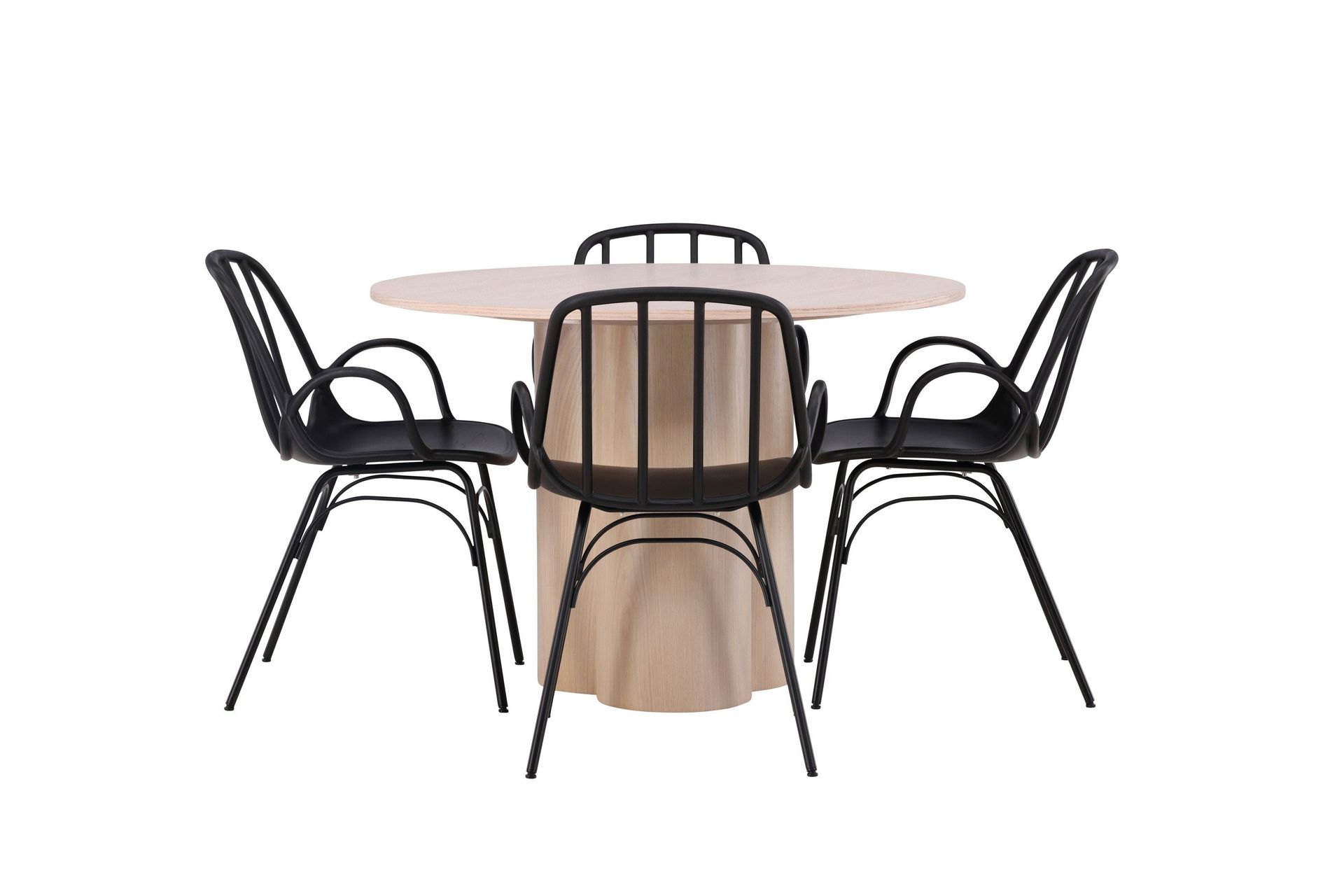 Olivia Matgrupp 110 cm Rund med 4 Dyr&ouml;n stolar - Whitewash