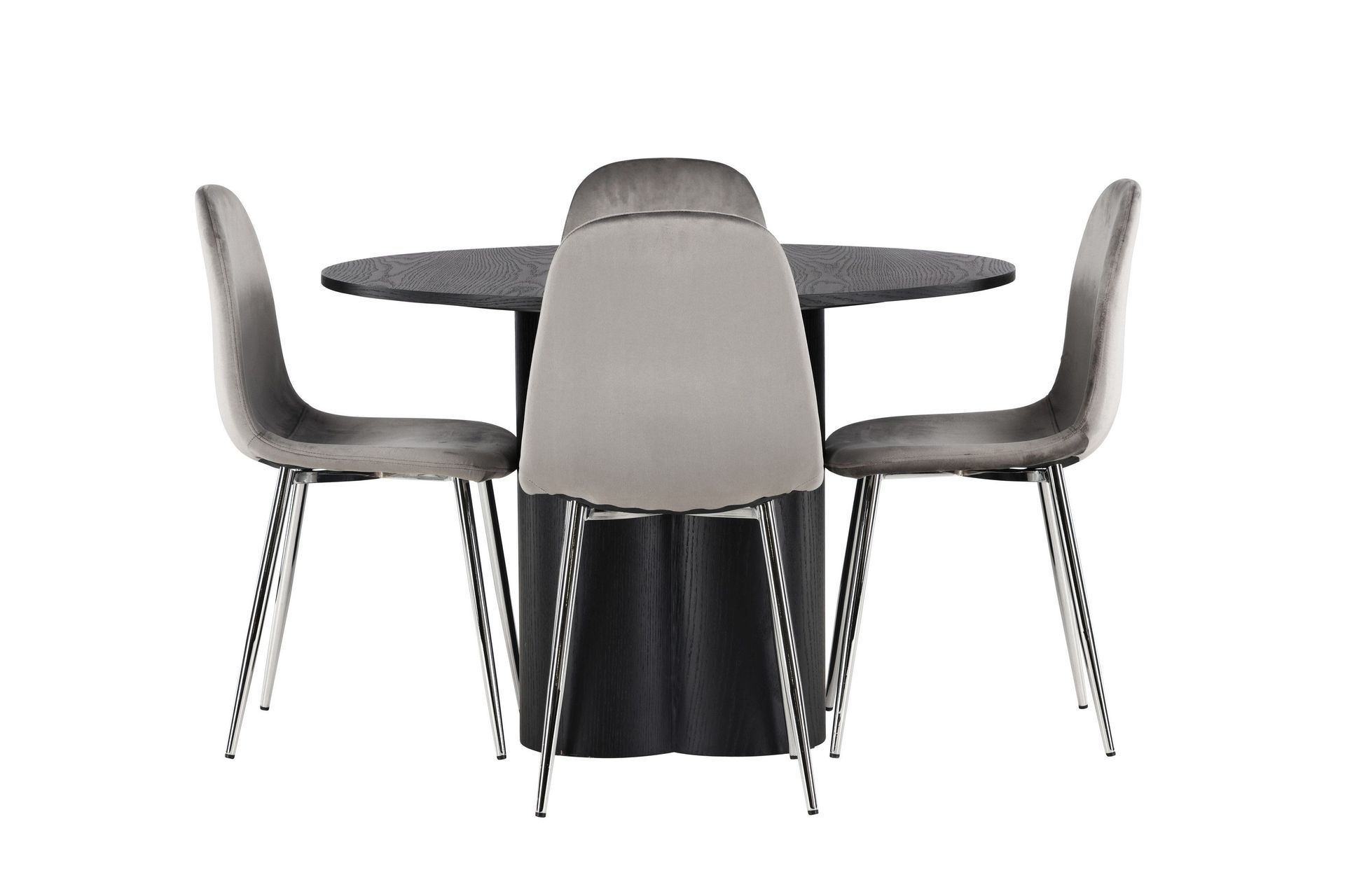 olivia matgrupp 110 cm rund med 4 eva stolar - svart