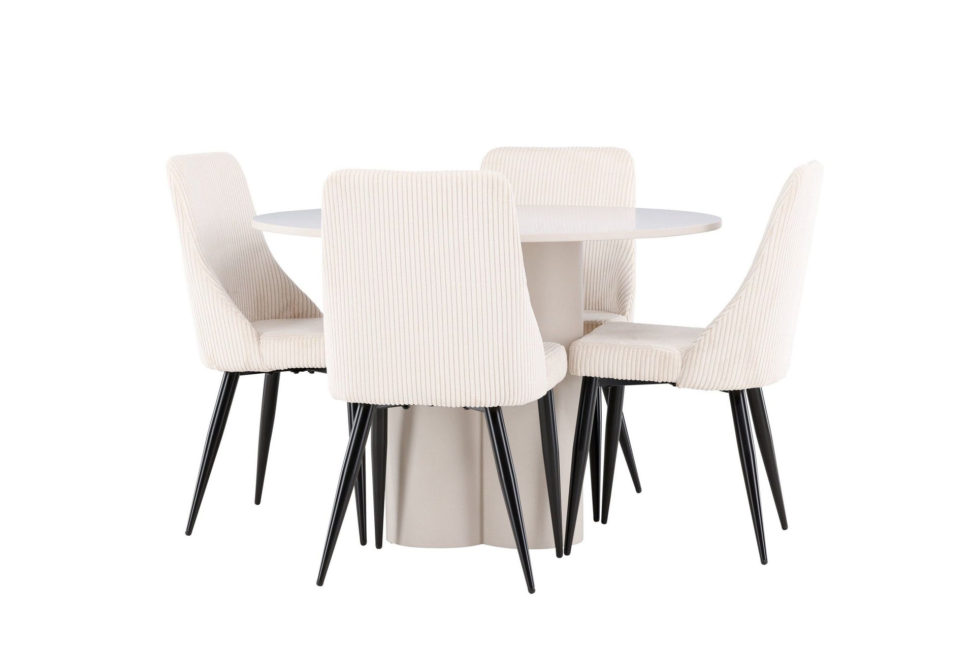 Olivia Matgrupp 110 cm Rund med 4 Leone stolar - Beige/Beige