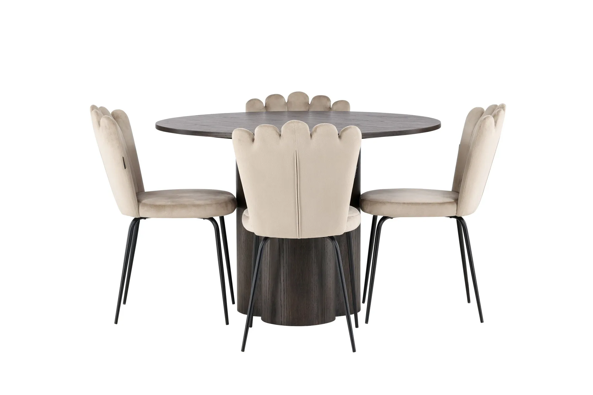 Olivia Matgrupp 110 cm Rund med 4 Limhamn stolar - Beige