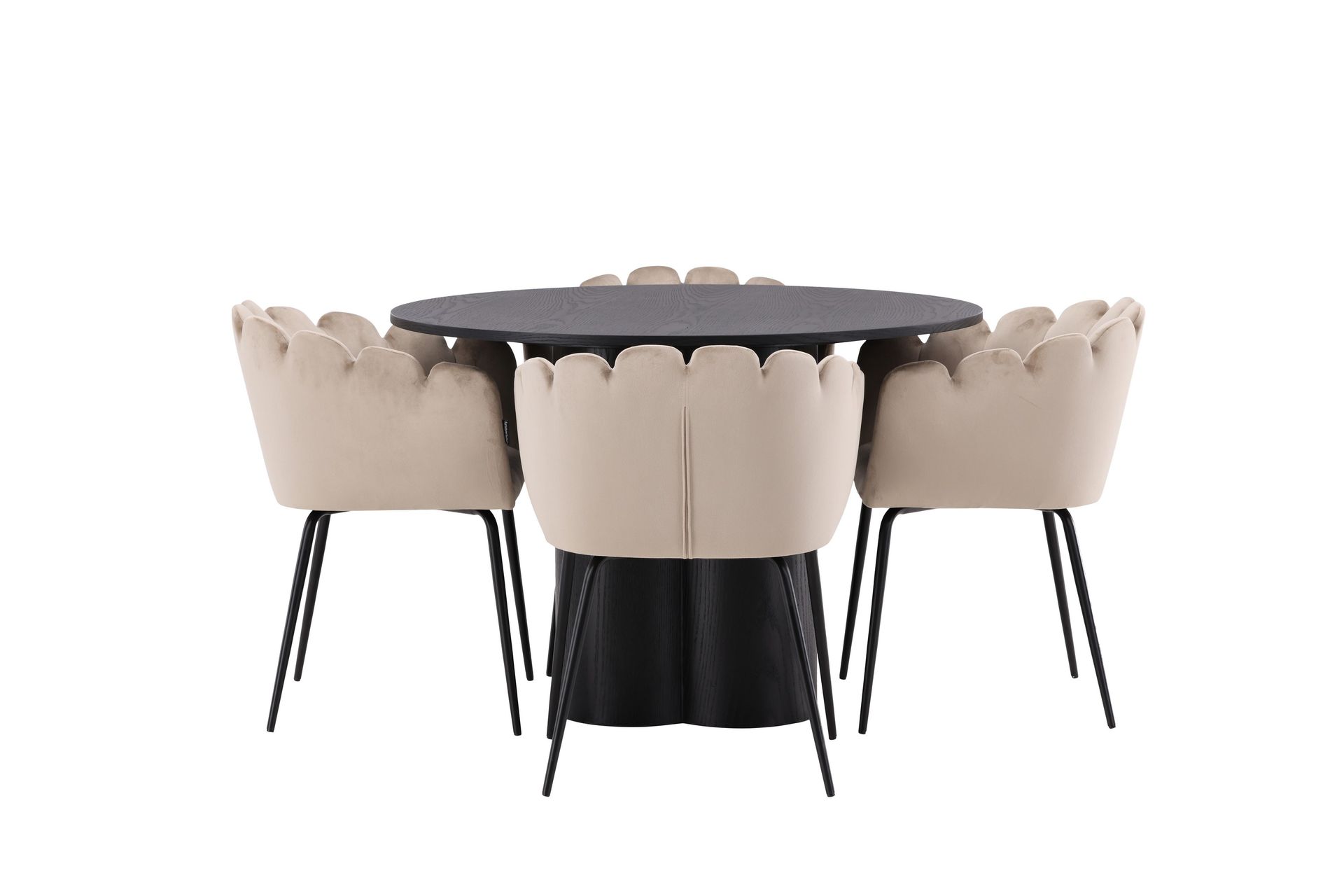 olivia matgrupp 110 cm rund med 4 limhamn stolar - beige