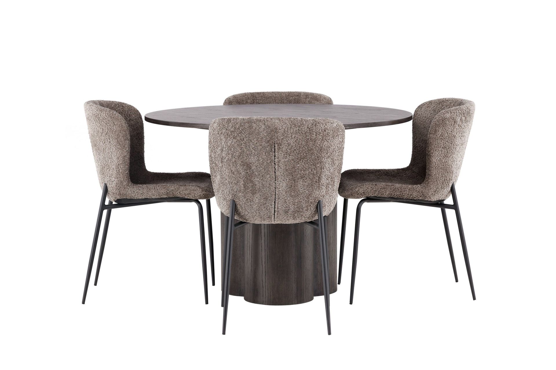 olivia matgrupp 110 cm rund med 4 modesto stolar - beige