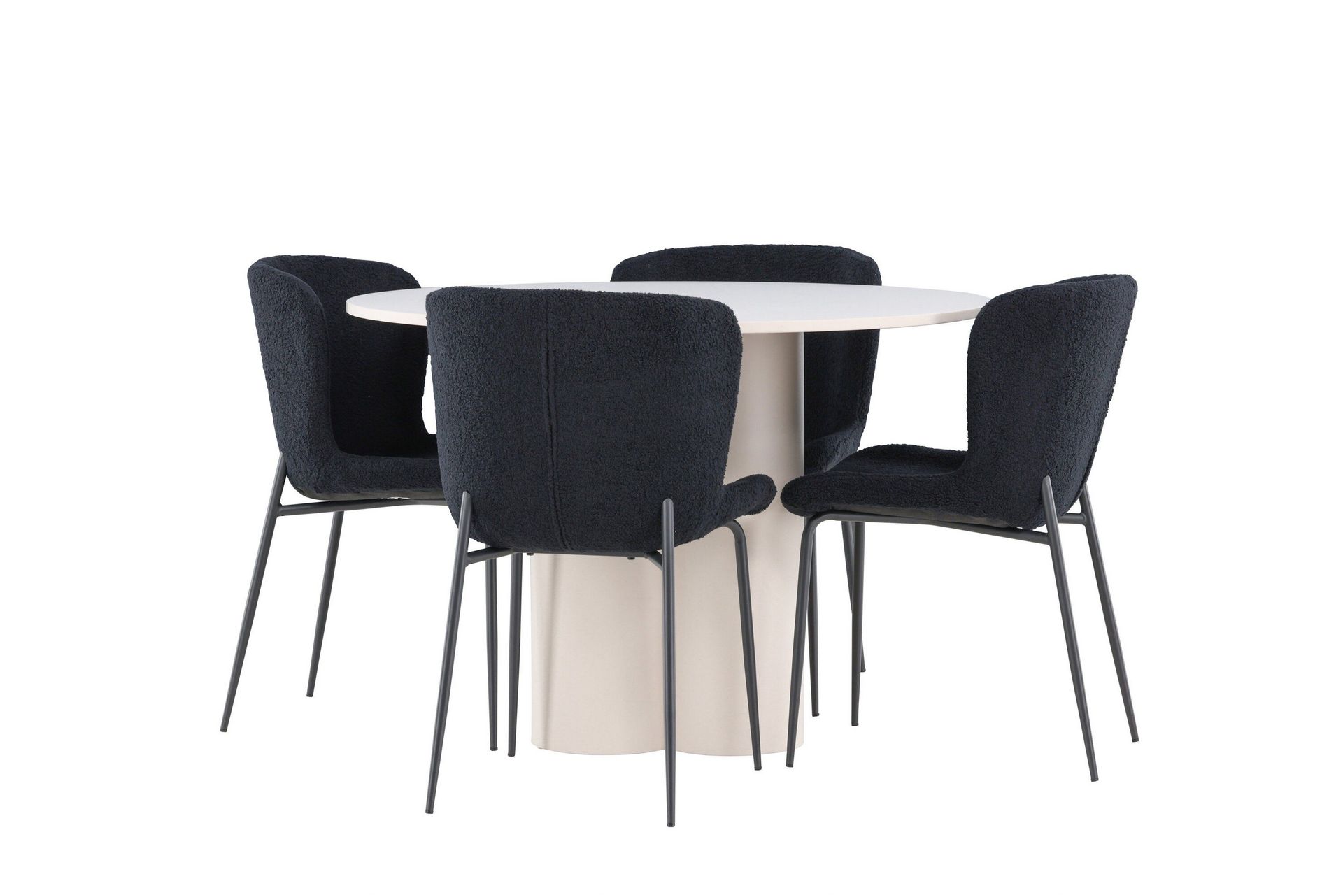 Olivia Matgrupp 110 cm Rund med 4 Modesto stolar - Beige/Svart