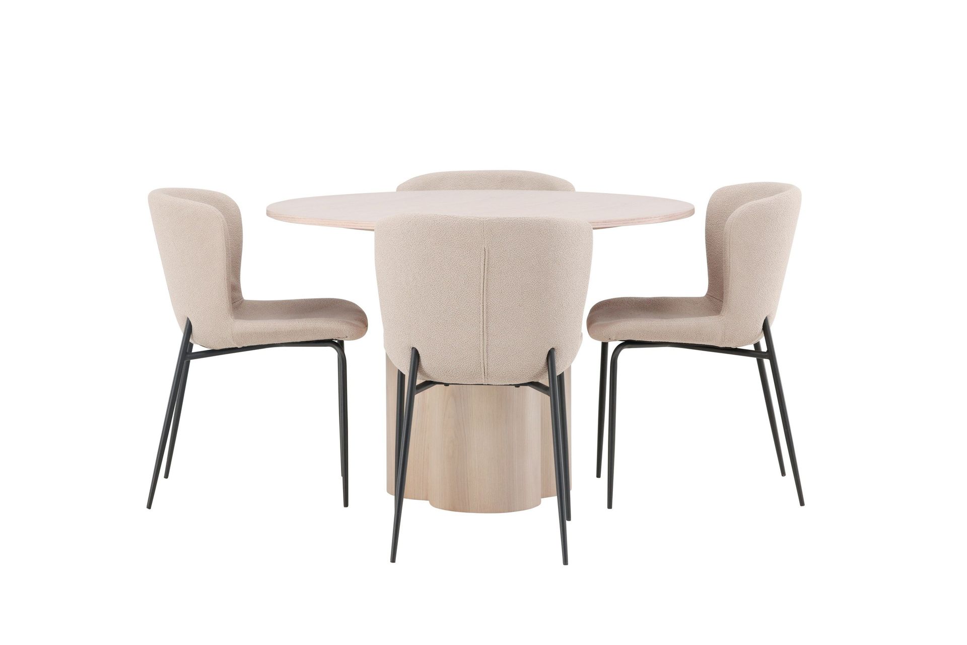 Olivia Matgrupp 110 cm Rund med 4 Modesto stolar - Whitewash