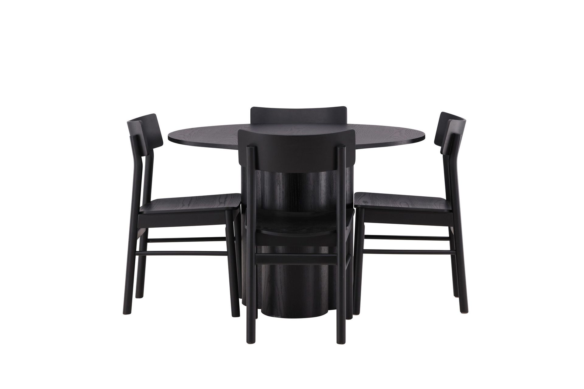 olivia matgrupp 110 cm rund med 4 montros stolar - svart