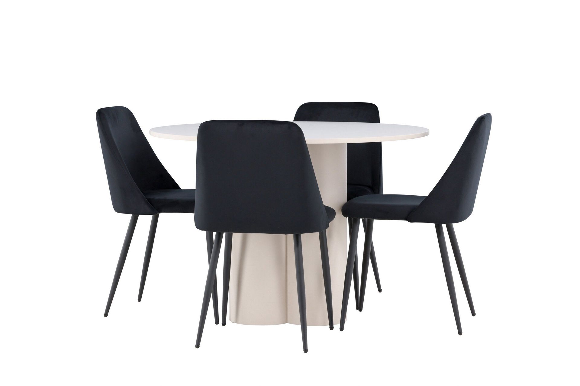 Olivia Matgrupp 110 cm Rund med 4 Night stolar - Beige/Svart