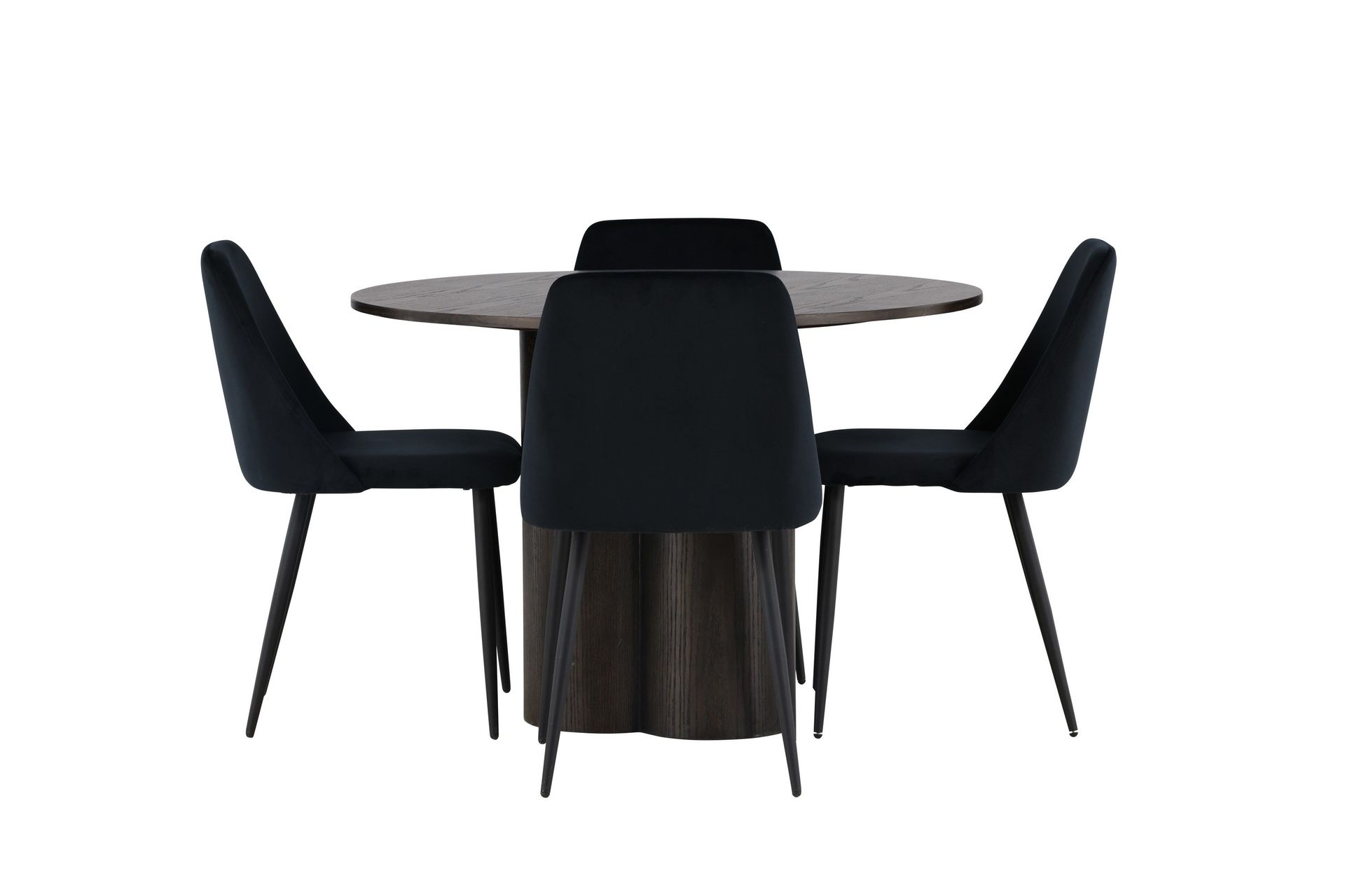 olivia matgrupp 110 cm rund med 4 night stolar - svart