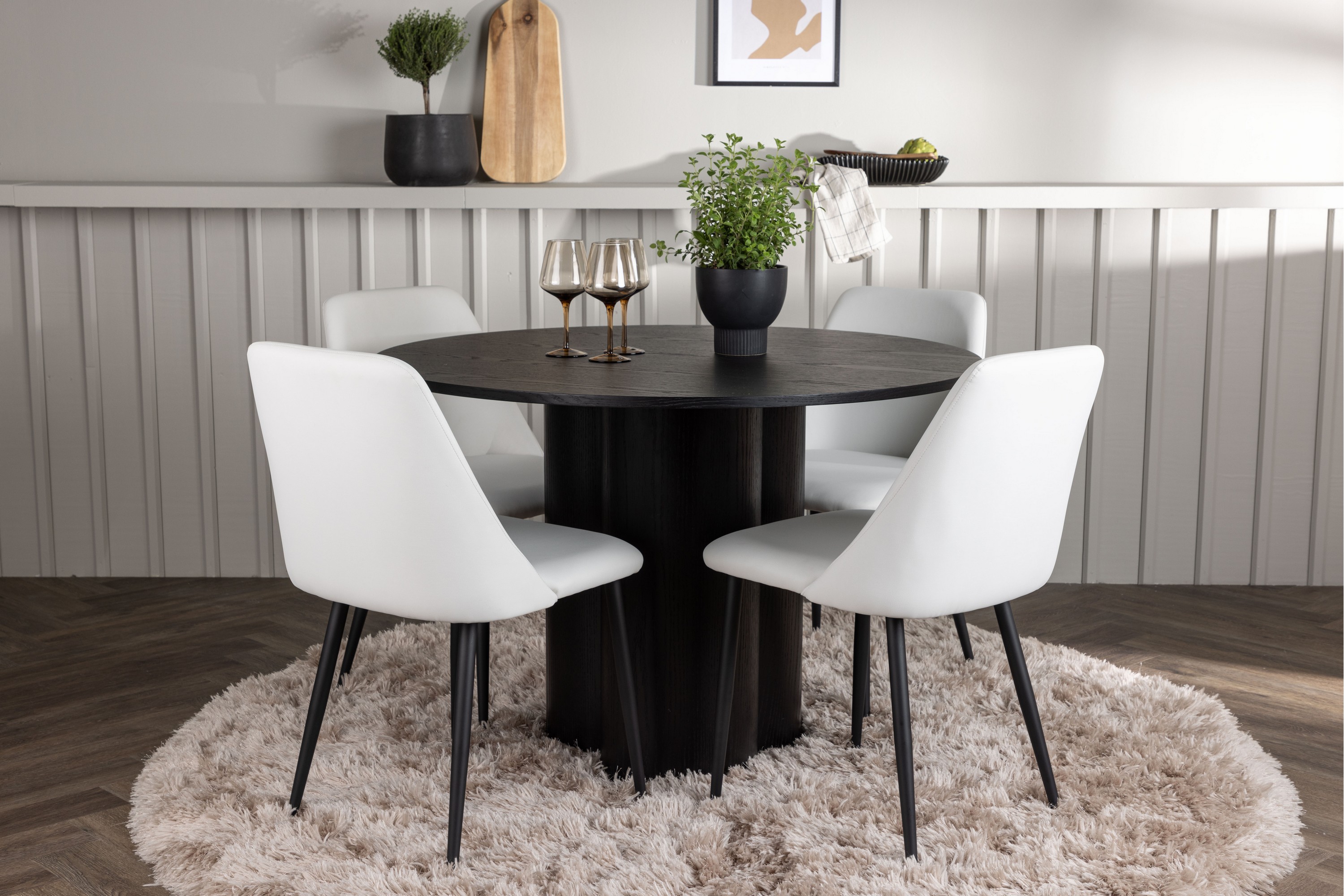 olivia matgrupp 110 cm rund med 4 night stolar - svart