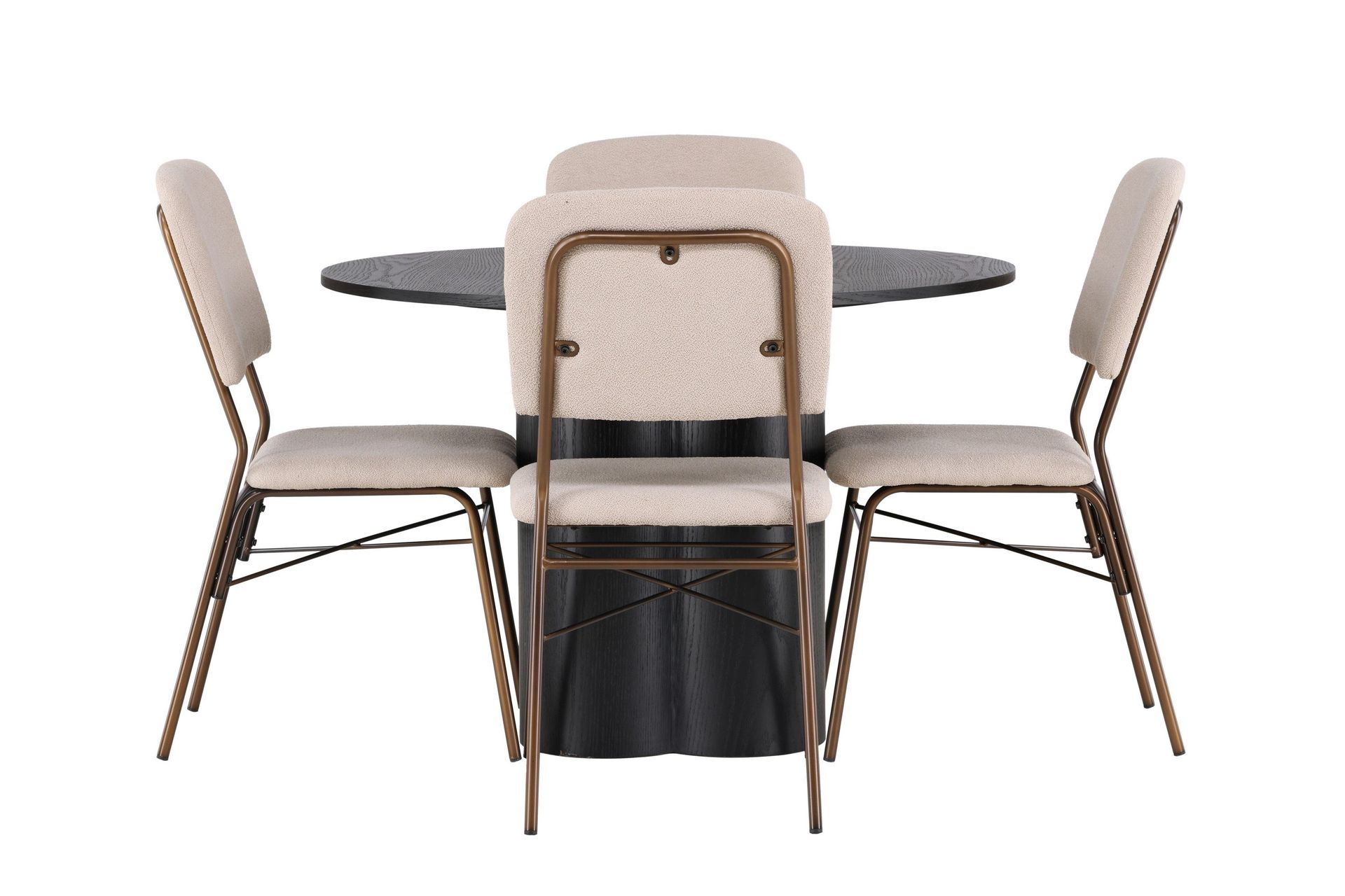 Olivia Matgrupp 110 cm Rund med 4 Seda Stolar - Beige