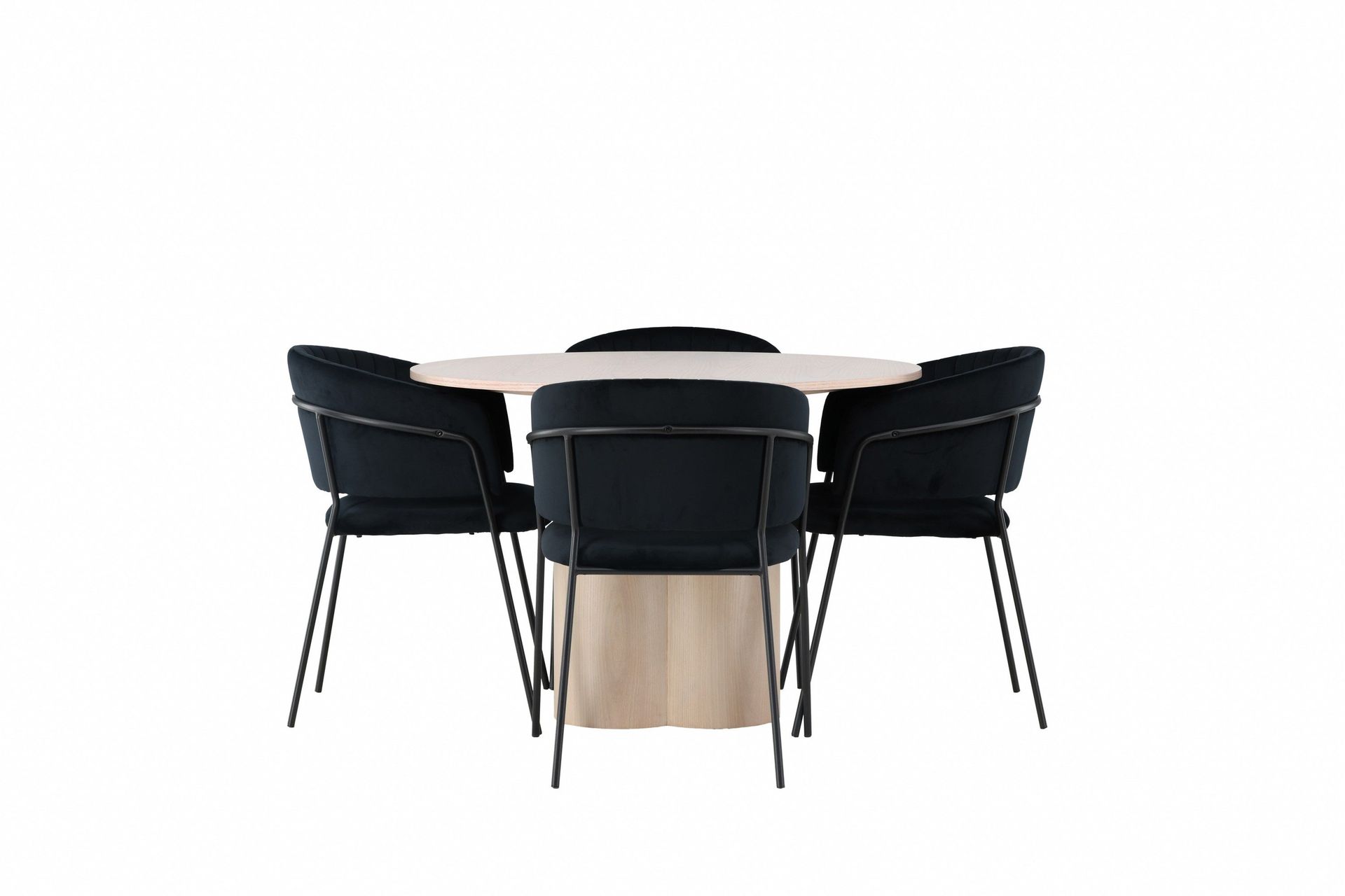 olivia matgrupp 110 cm rund med 4 selma stolar - svart